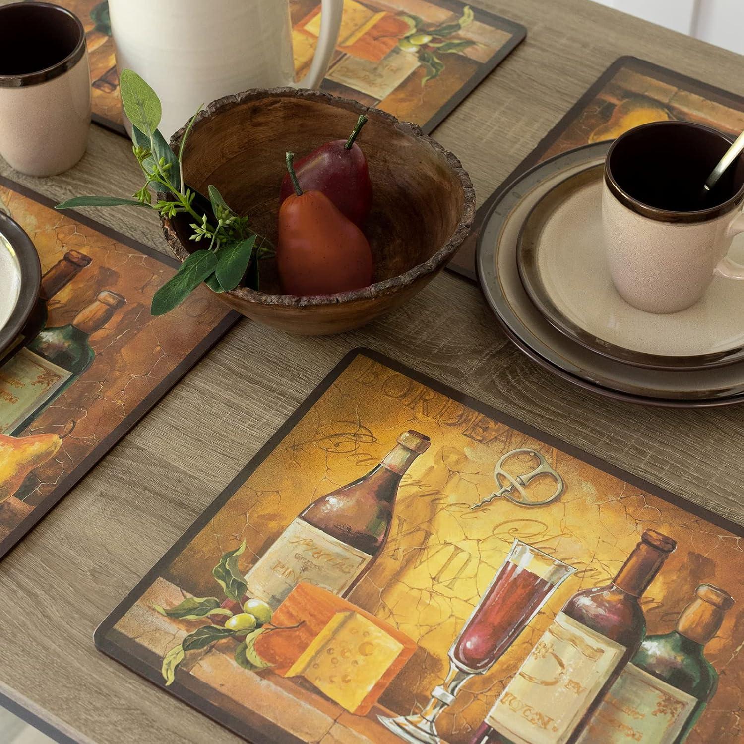 Elegant Hand-Painted Cork Placemats Set of 4