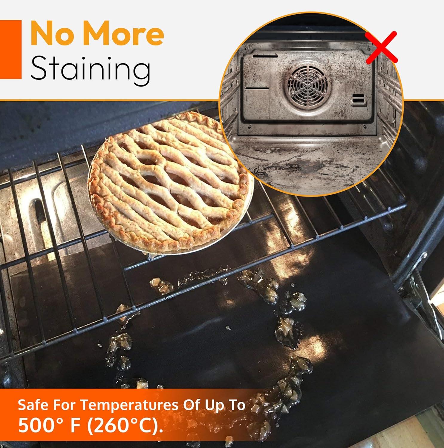 Large Thick Heavy Duty 2 Pack Non Stick Teflon Oven Liners Mat, 17"x 25", for bottom of Electric Oven Gas Oven Microwave Charcoal or Gas Grills