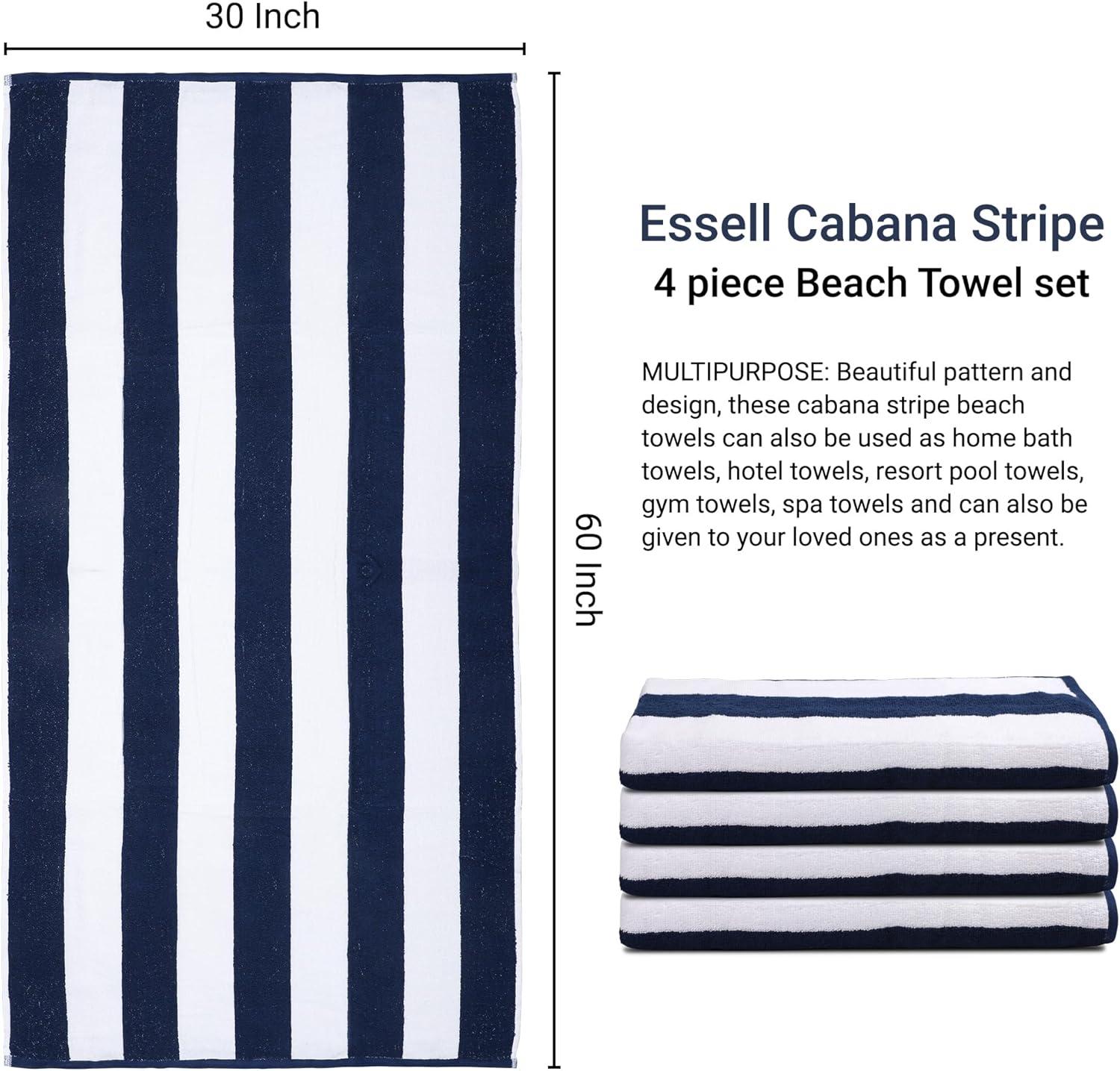 ArkwrightLLC Arkwright California Cabana 100% Cotton 30x70 Beach Towel (Pack of 4) (Set of 4)
