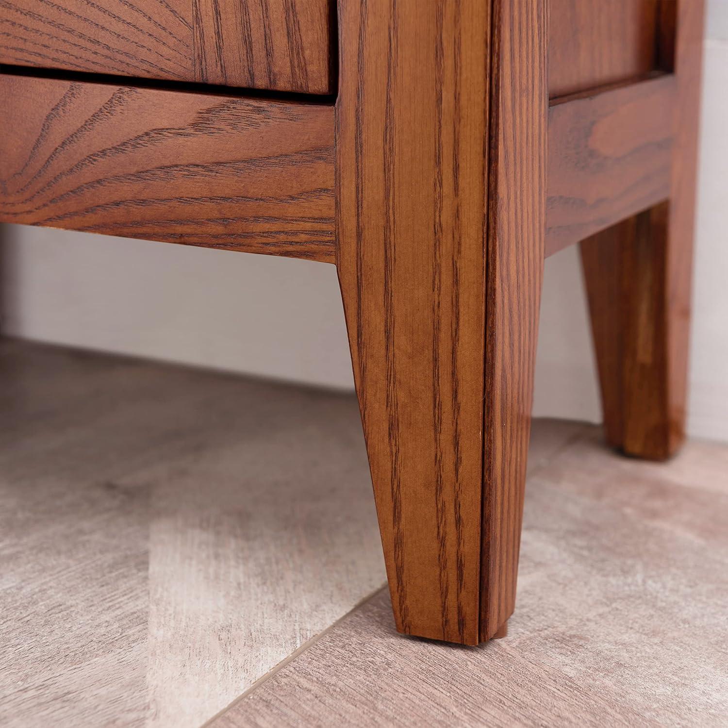 Leick Home 10032-RS Mission Round End Table with Drawer, Made with Solid Wood, Side Table for Living Room, Bedroom, and Office, Slate Black Finish