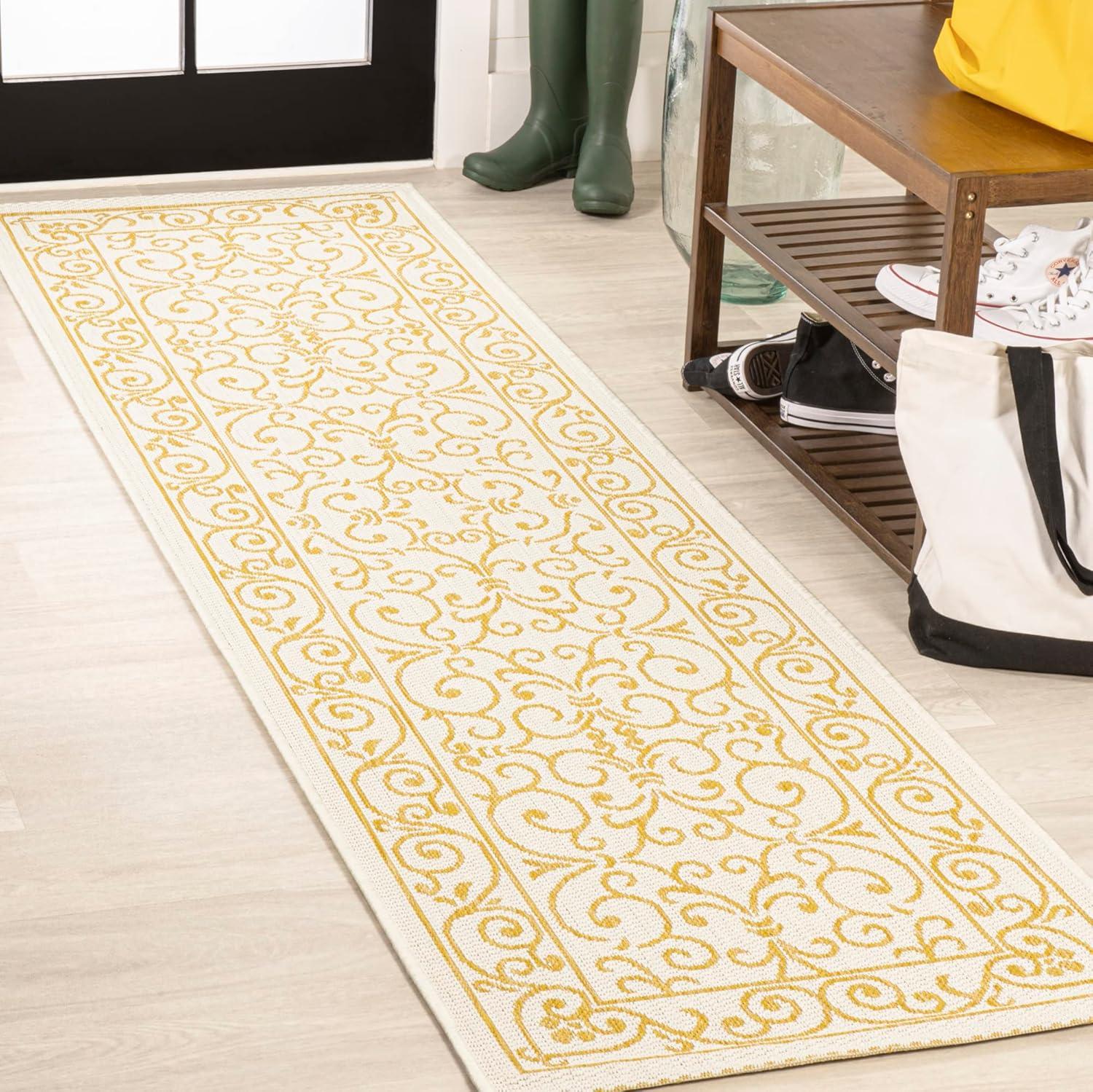 Charleston Vintage Filigree Textured Weave Indoor/Outdoor Area Rug  - JONATHAN Y