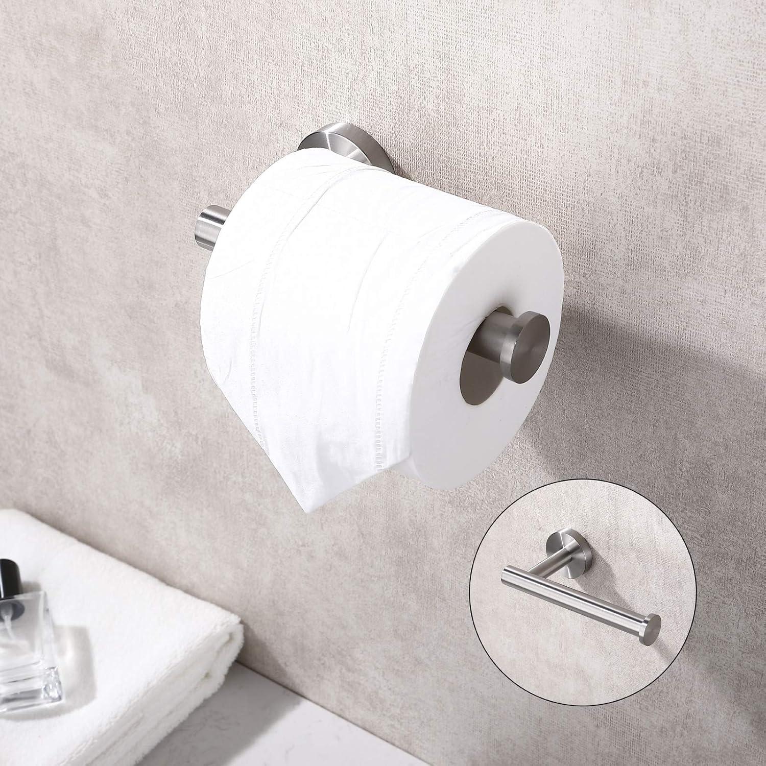 Goyunwell Brushed Nickel Toilet Paper Holder SUS 304 Stainless Steel Modern Round Tissue Roll Holders Wall Mount Toilet Paper Roll Dispenser Bathroom 5 inch TP Holder for Kitchen Washroom Silver