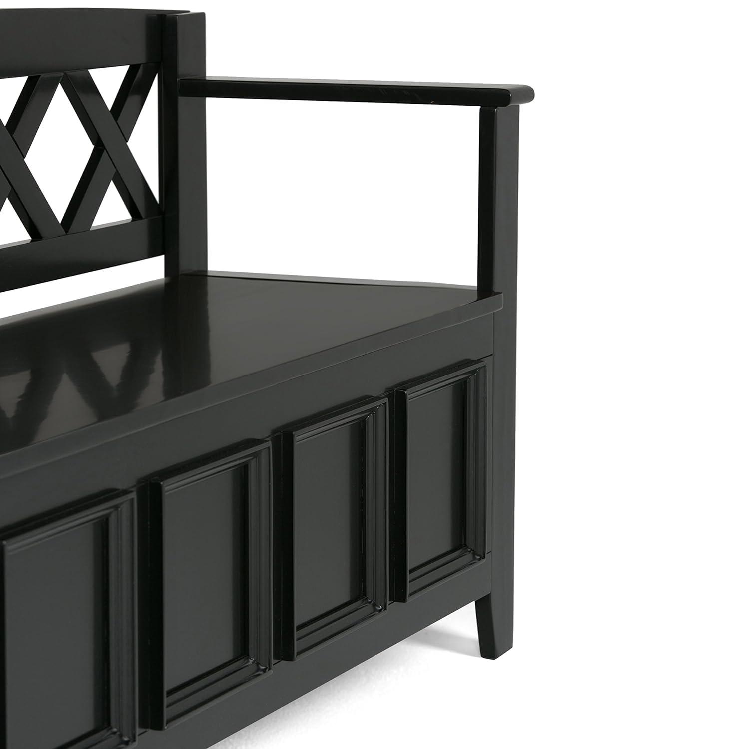 Simpli Home Amherst 48"W Solid Wood Entryway Storage Bench with Lift-Top Lid and Dual Compartments