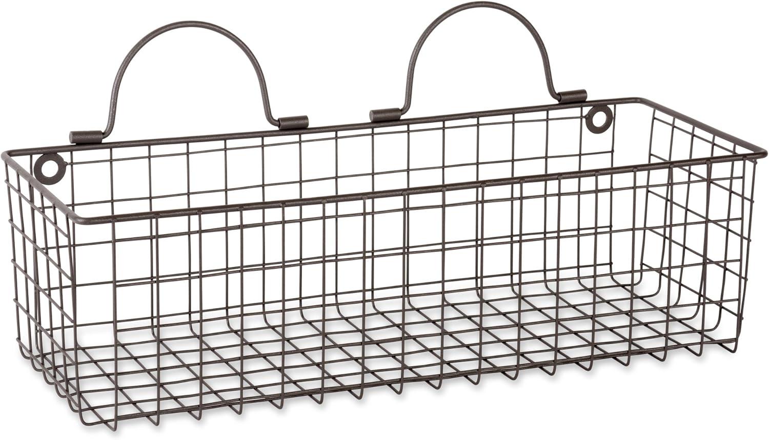 DII 6.7" Modern Style Iron Wire Medium Wall Baskets in Bronze (Set of 2)