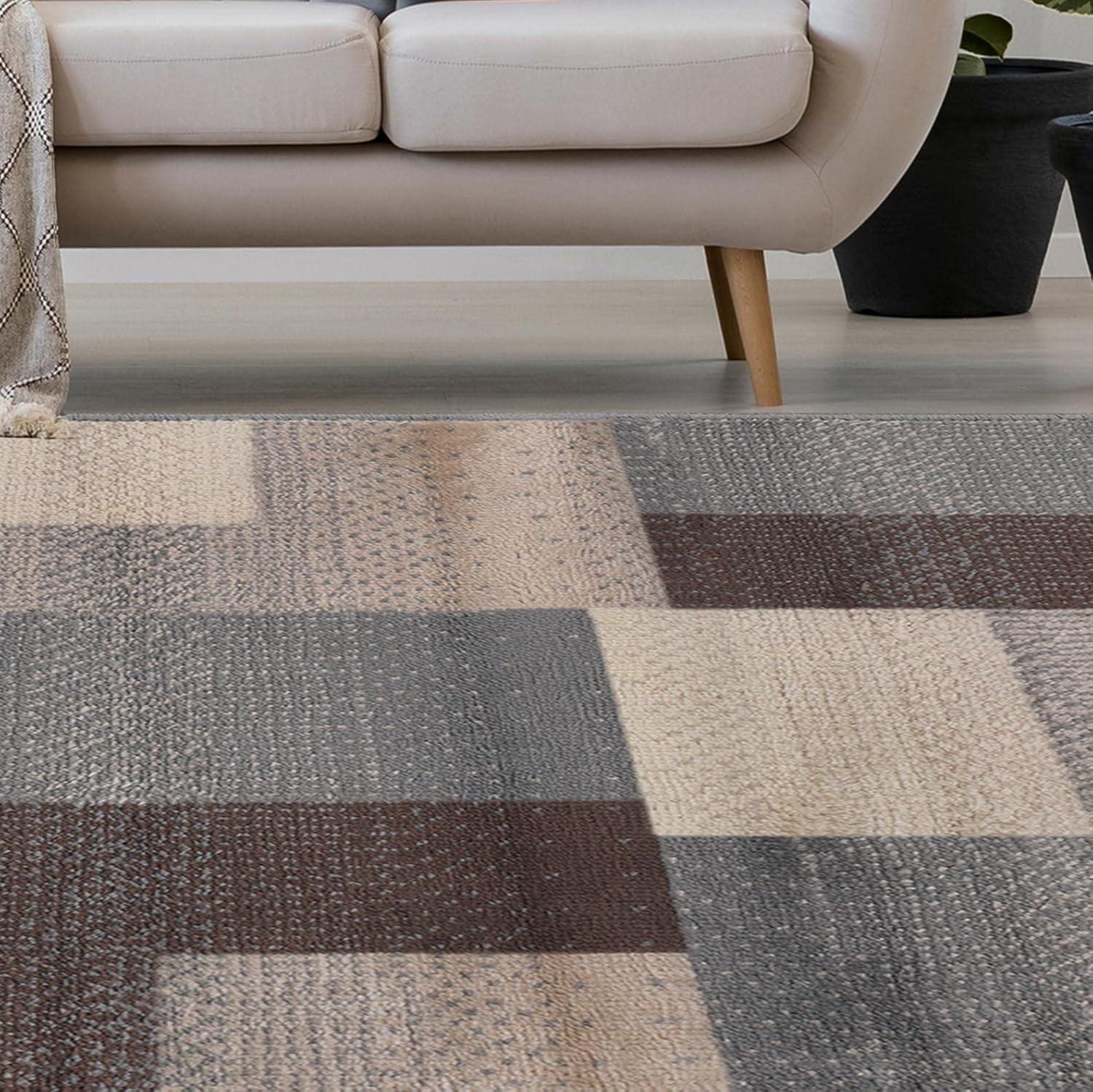 Superior Color Block Area Rug 6' x 9', Gray