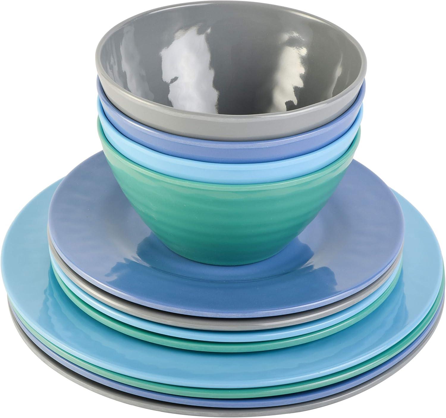 Gibson Brist 12 Piece Dinnerware Set in 4 Assorted Colors