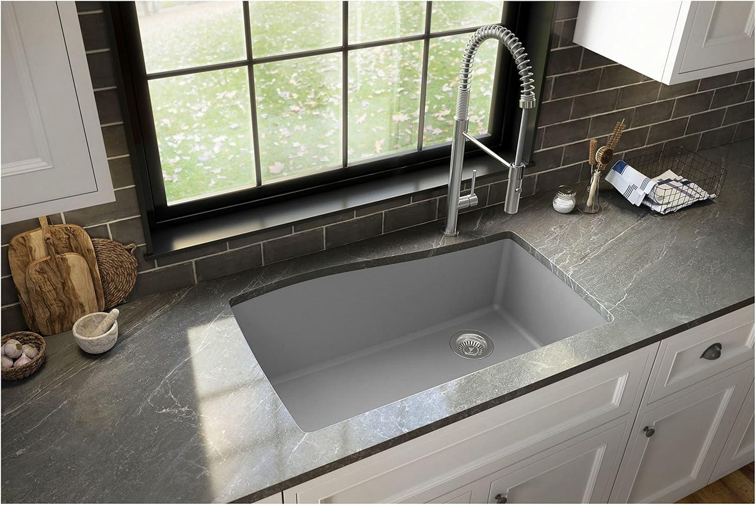 Karran Undermount Quartz Composite 33-1/2'' X 21'' Single Bowl Kitchen Sink