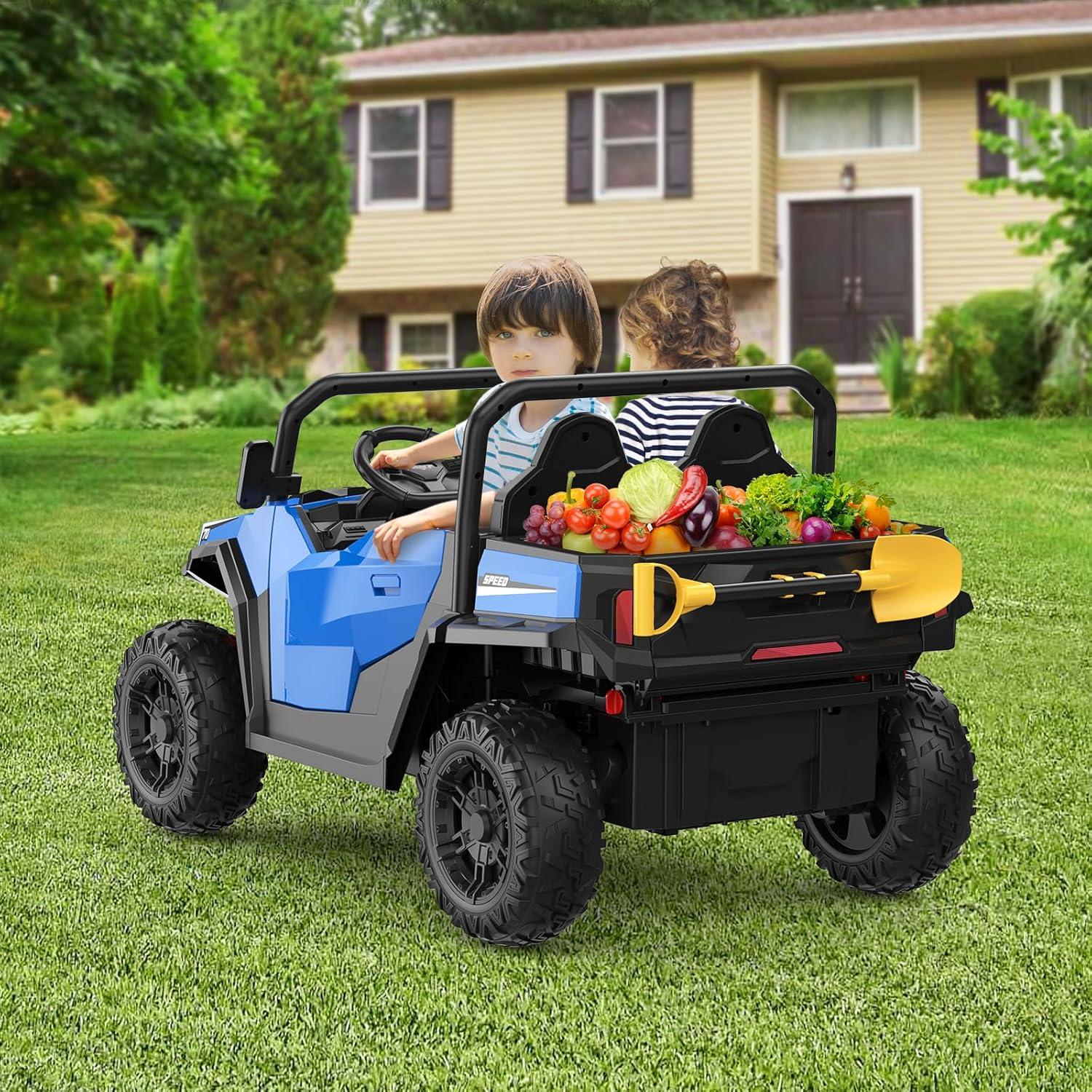 Ride On Dump Truck, 24V Ride On Car with Remote Control, Electric Dump Bed and Extra Shovel