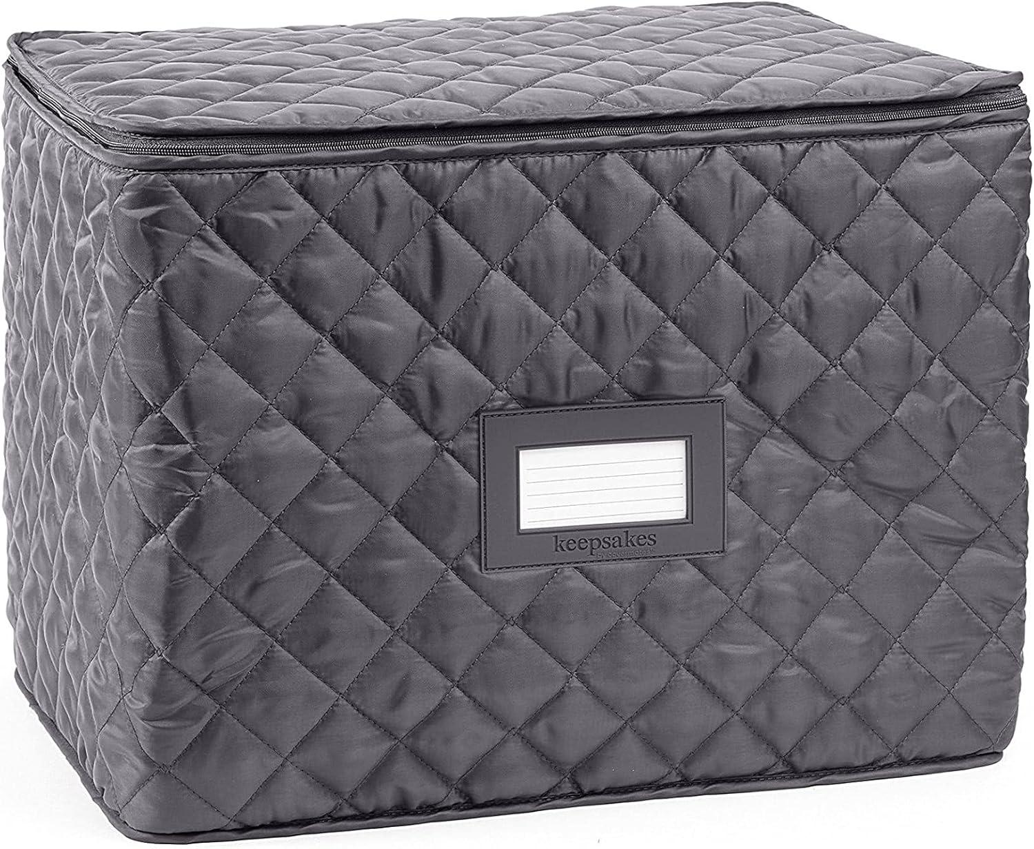 Covermates Keepsakes - Adjustable Glassware Storage - Padded Protection - ID Window - Stain Resistant - Machine Washable - China Storage, Slate