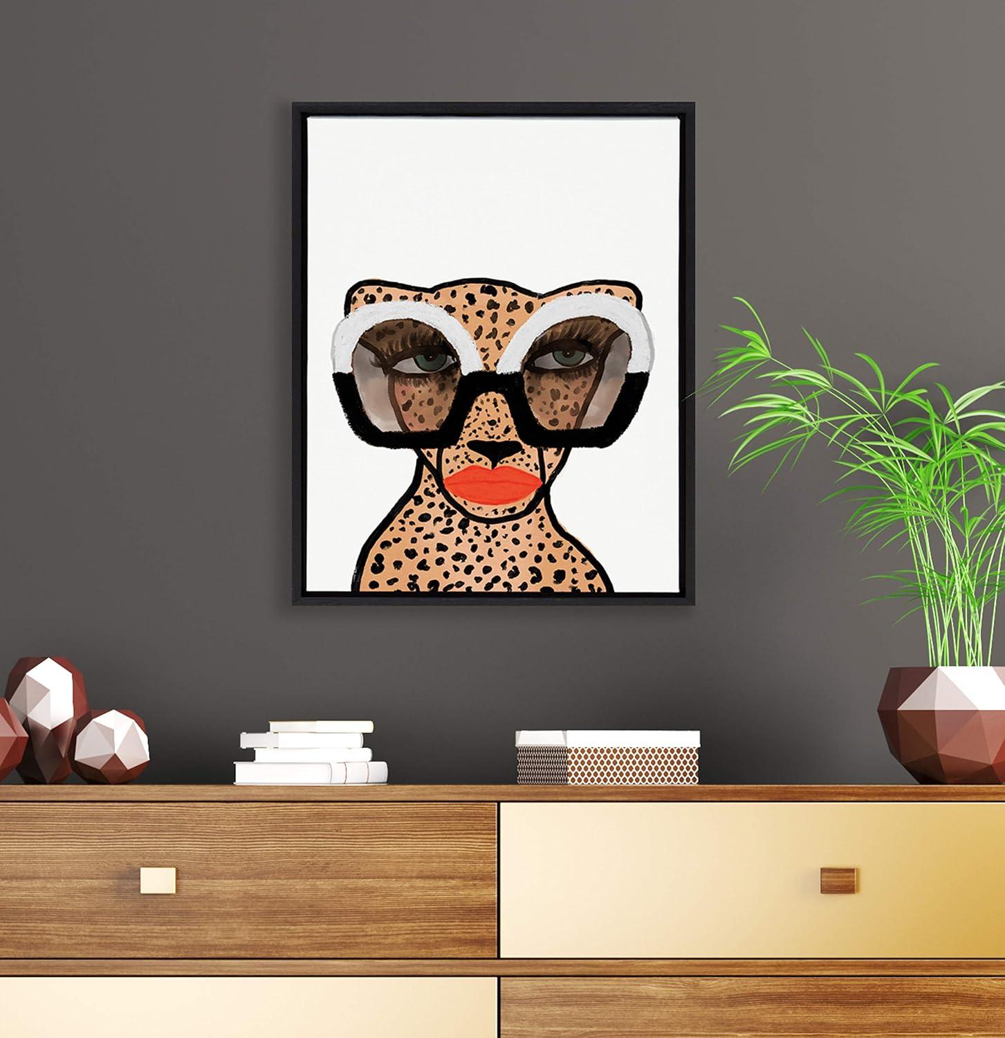 Kate & Laurel All Things Decor 18"x24" Sylvie Cheetah 4" Framed Canvas by Kendra Dandy Black: Modern Animal Digital Art