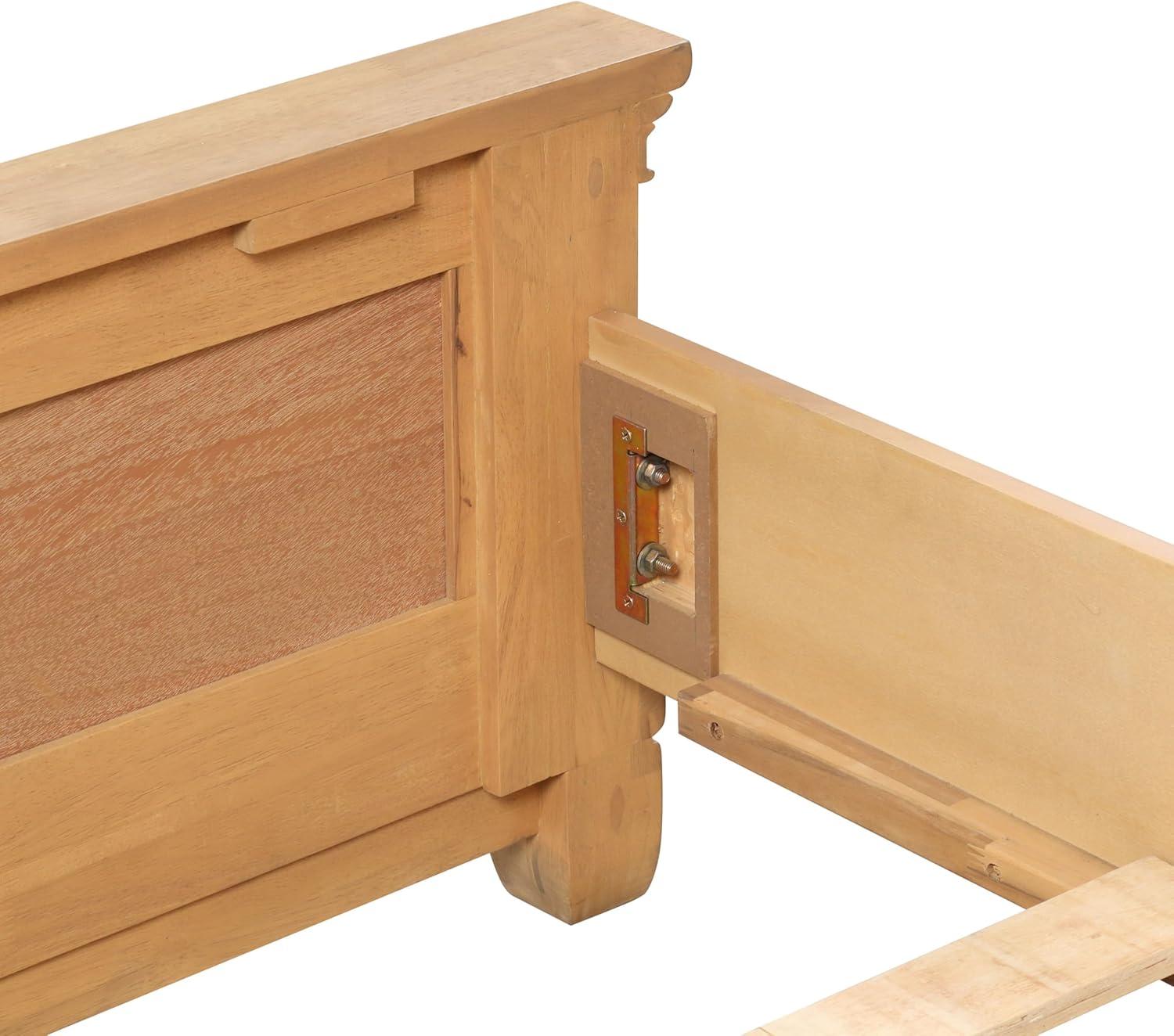 Furniture of America Stratford Solid Wood Queen Panel Bed, Natural Oak