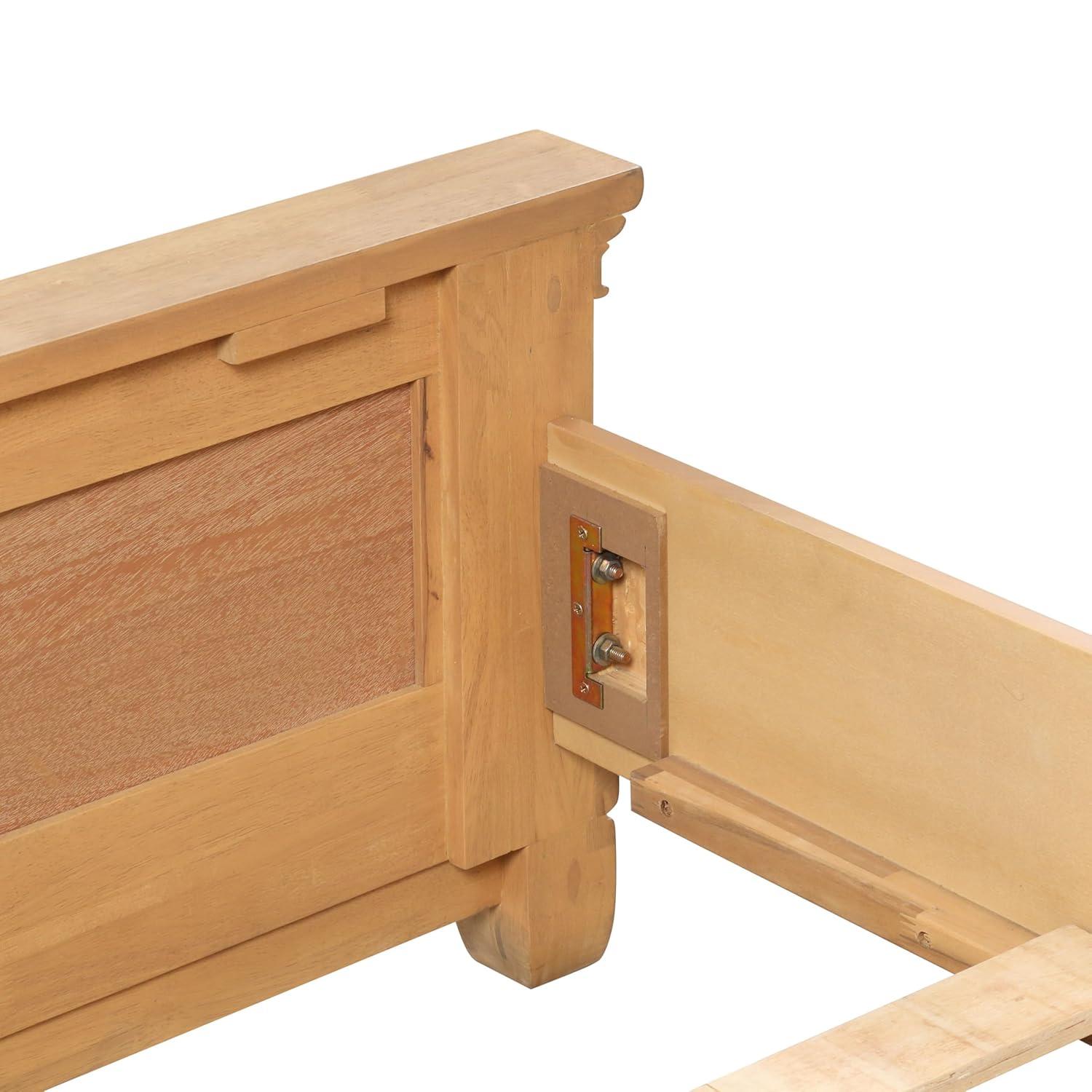 Furniture of America Stratford Solid Wood Queen Panel Bed, Natural Oak