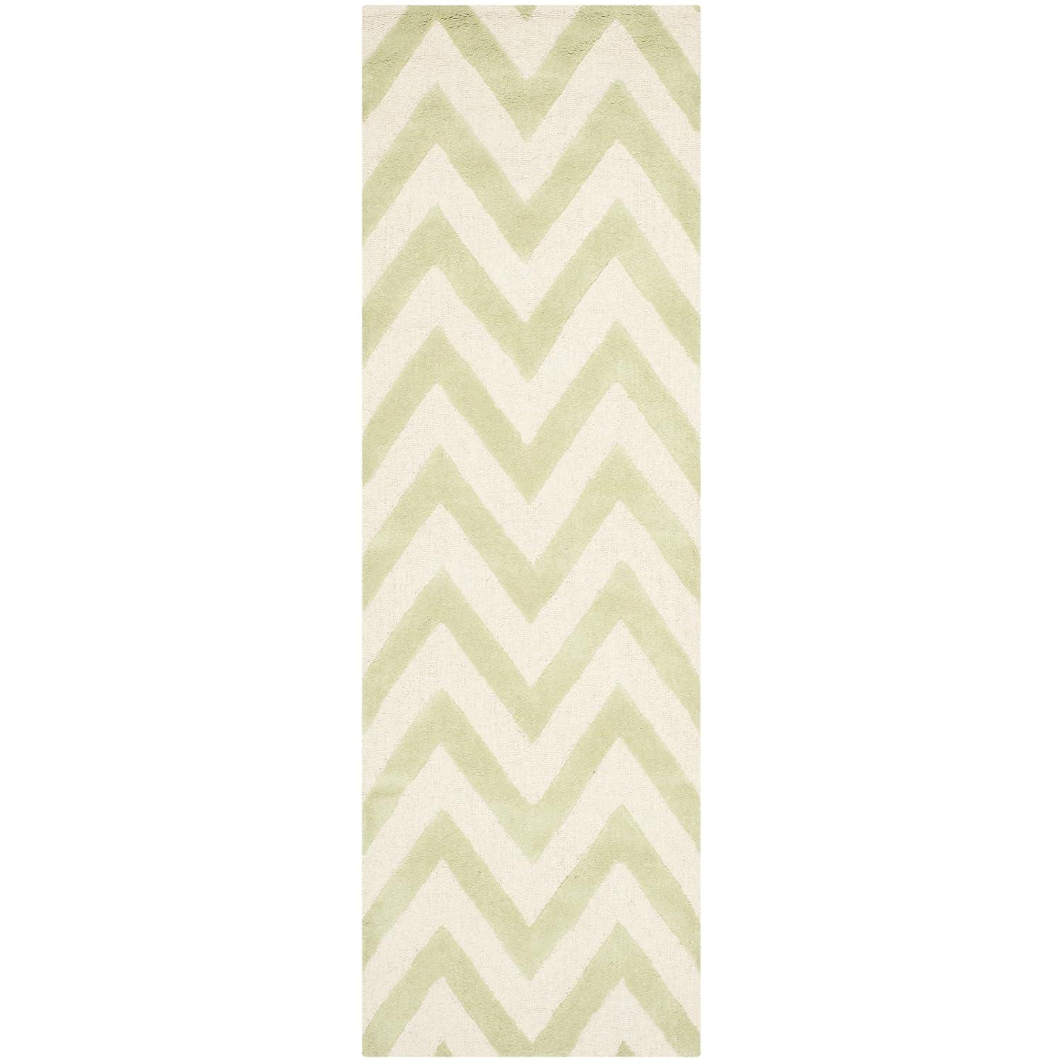 SAFAVIEH Cambridge Kaitlyn Geometric Wool Area Rug, Light Green/Ivory, 2'6" x 4'