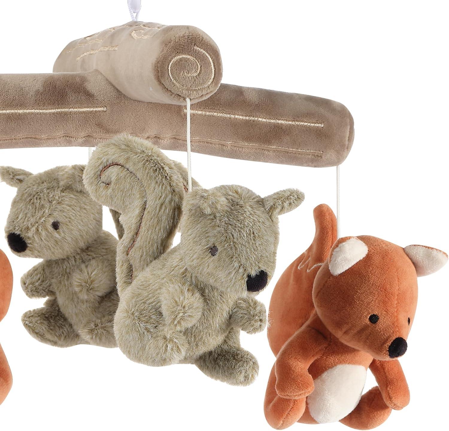 Lambs & Ivy Treetop Fox & Squirrel Woodland Musical Baby Crib Mobile Soother Toy