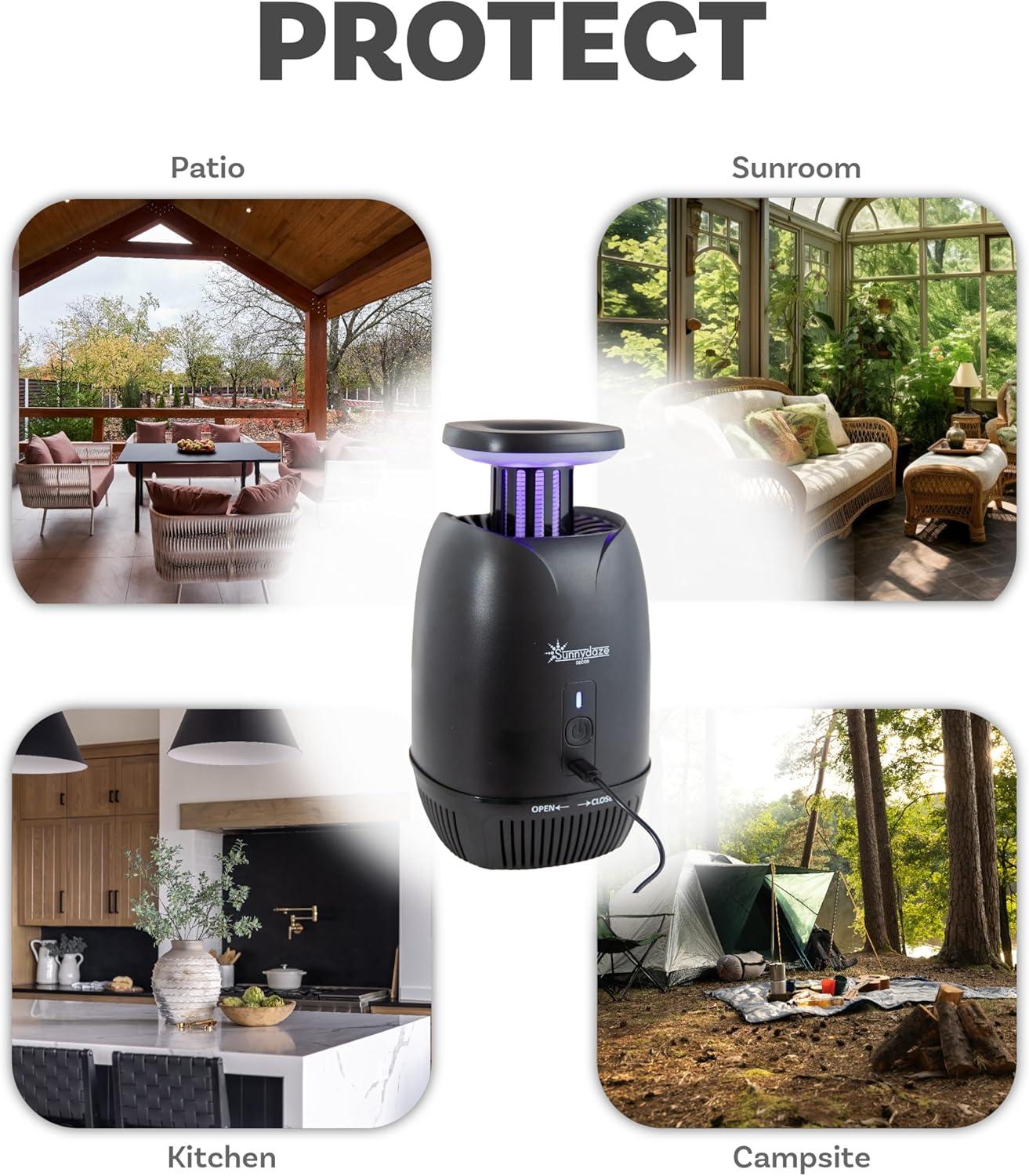 SunnyDaze Decor Tabletop Bug Zapper with Violet Light and Built-In Fan