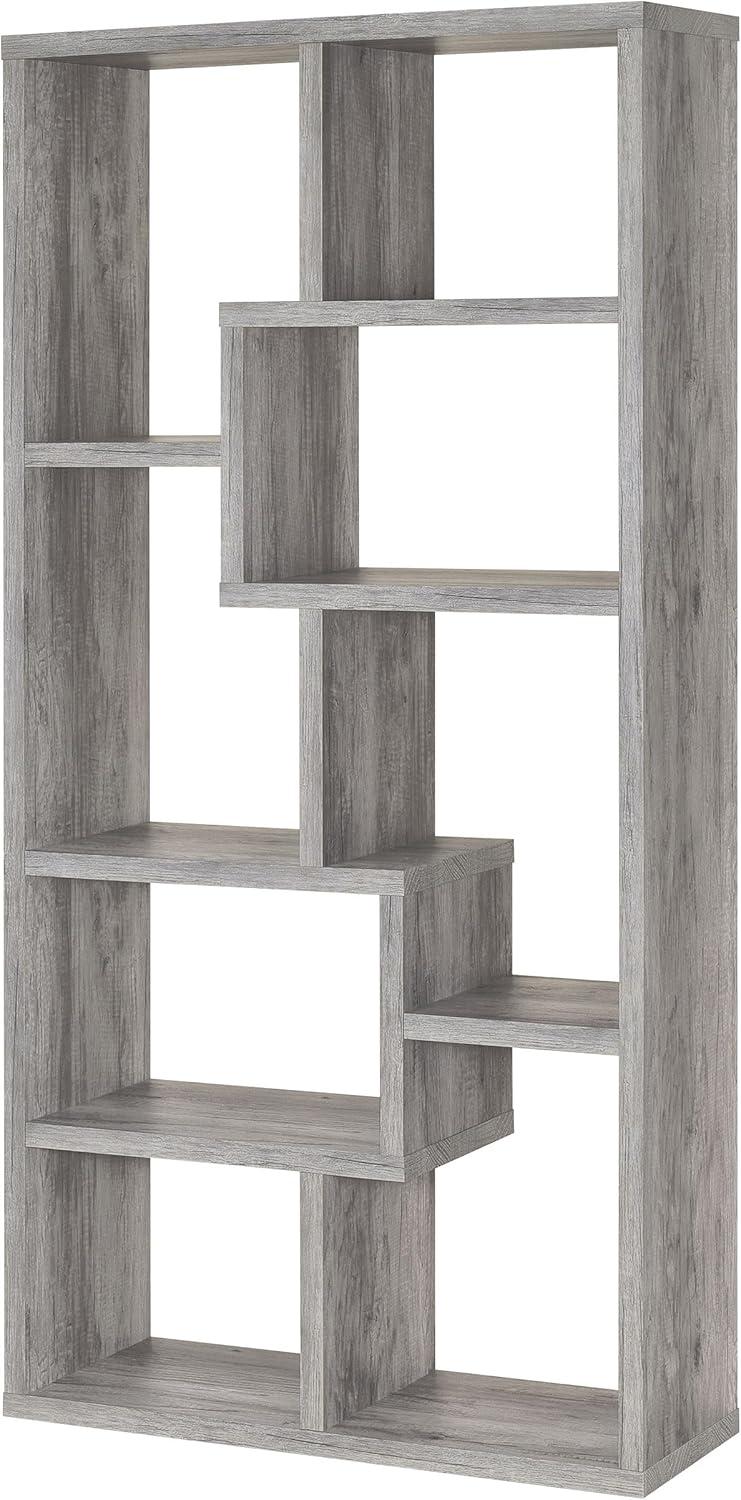 70.75" Theo 8 Shelf Bookcase Gray Driftwood - Coaster