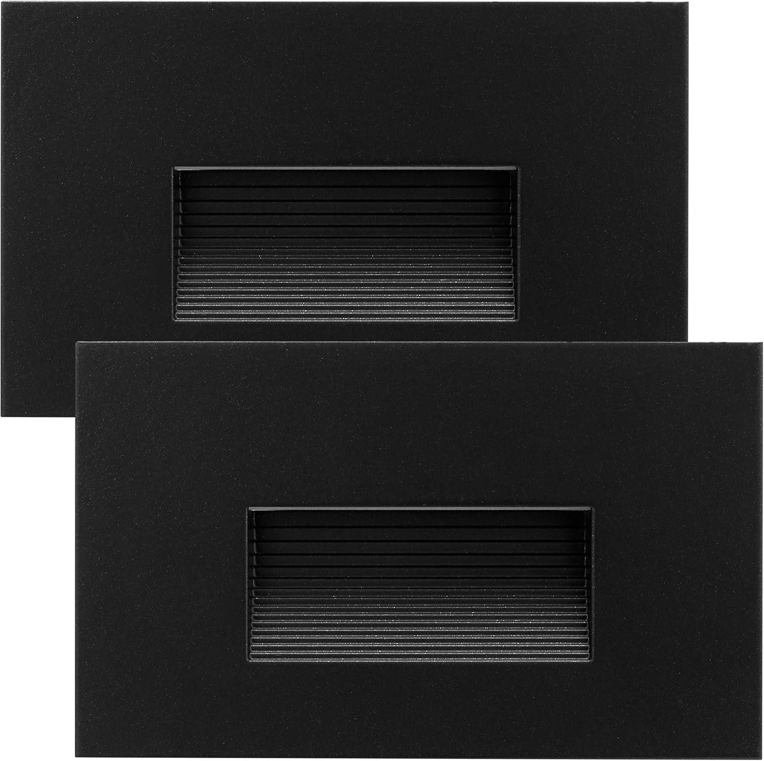 Maxxima Horizontal LED Step Light, Indoor/Outdoor Stair Light, 3 CCT Color Selectable 3000K/4000K/5000K, Black (2 Pack)