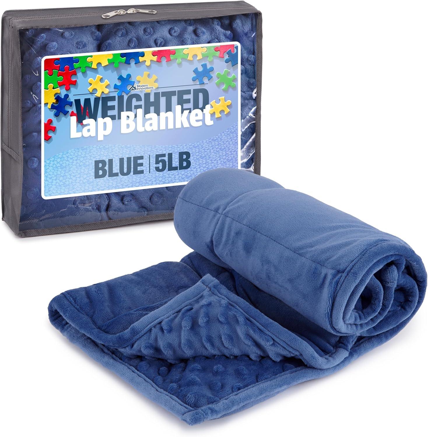 Blue 5lb Plush Minky Weighted Blanket for Kids