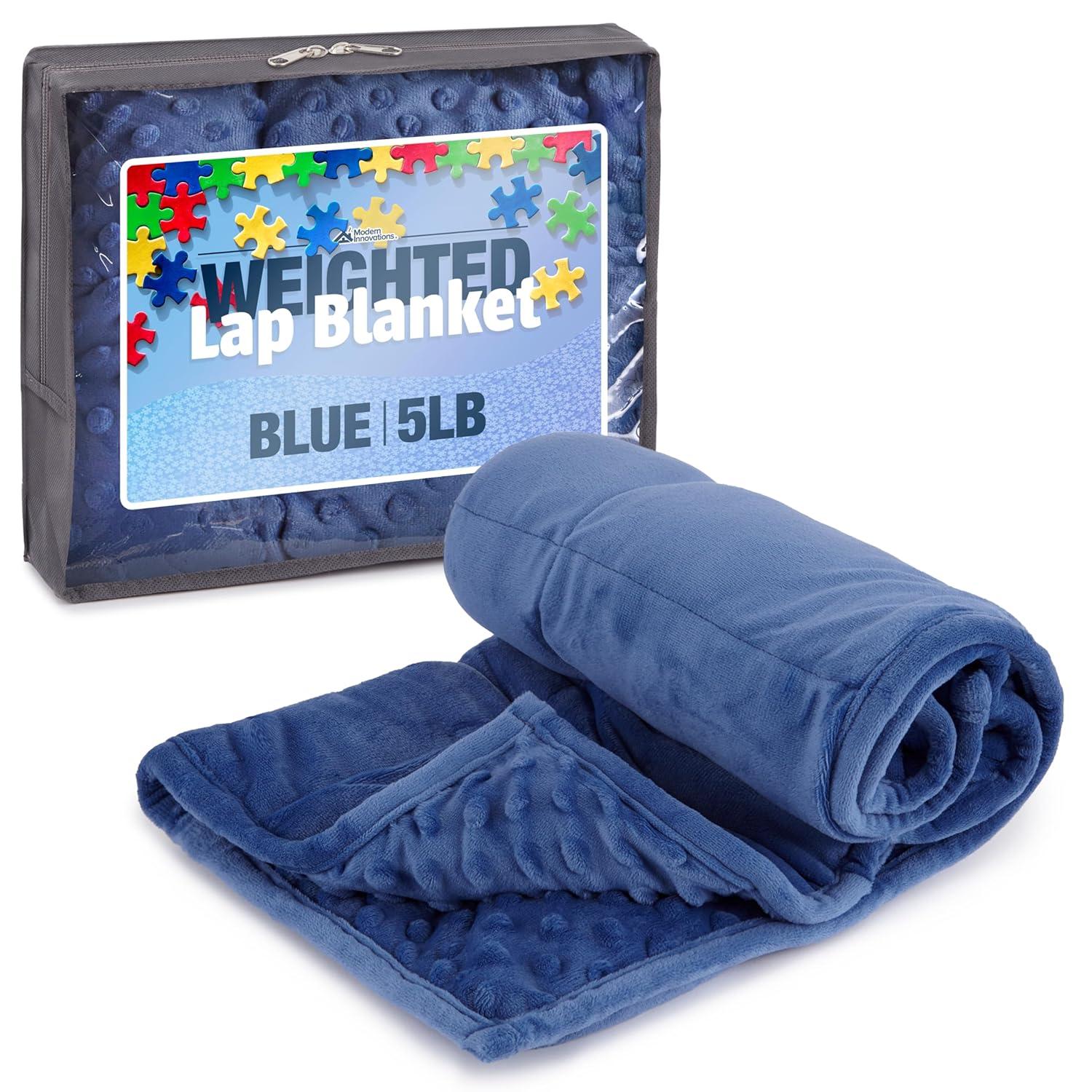 Blue 5lb Plush Minky Weighted Blanket for Kids
