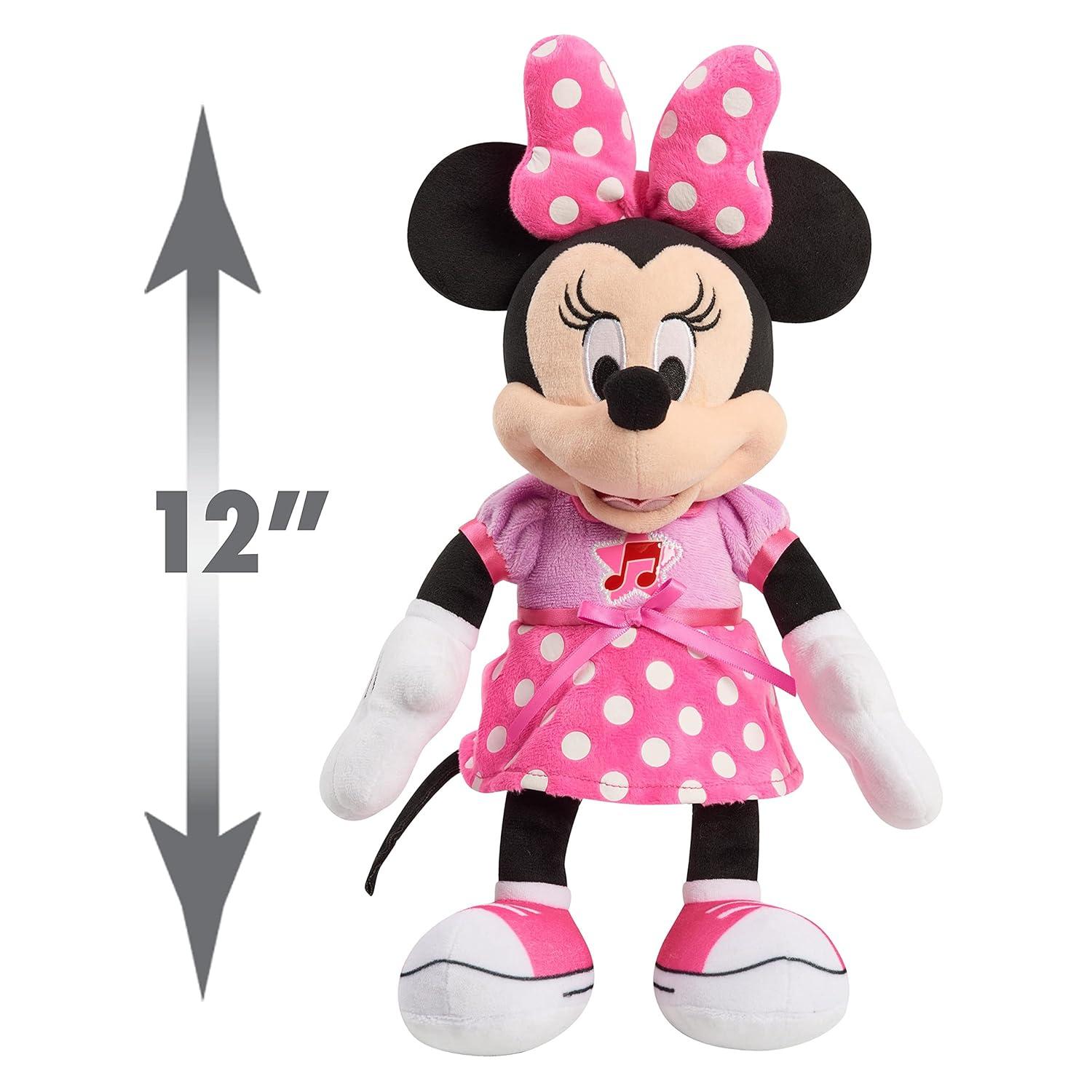 Disney Junior Mickey Mouse Funhouse Singing Fun Minnie Mouse 13 Inch Lights and Sounds Feature Feature Plush, Sings Bowtoons Theme Song, Kids Toys for Ages 3 Up by Just Play