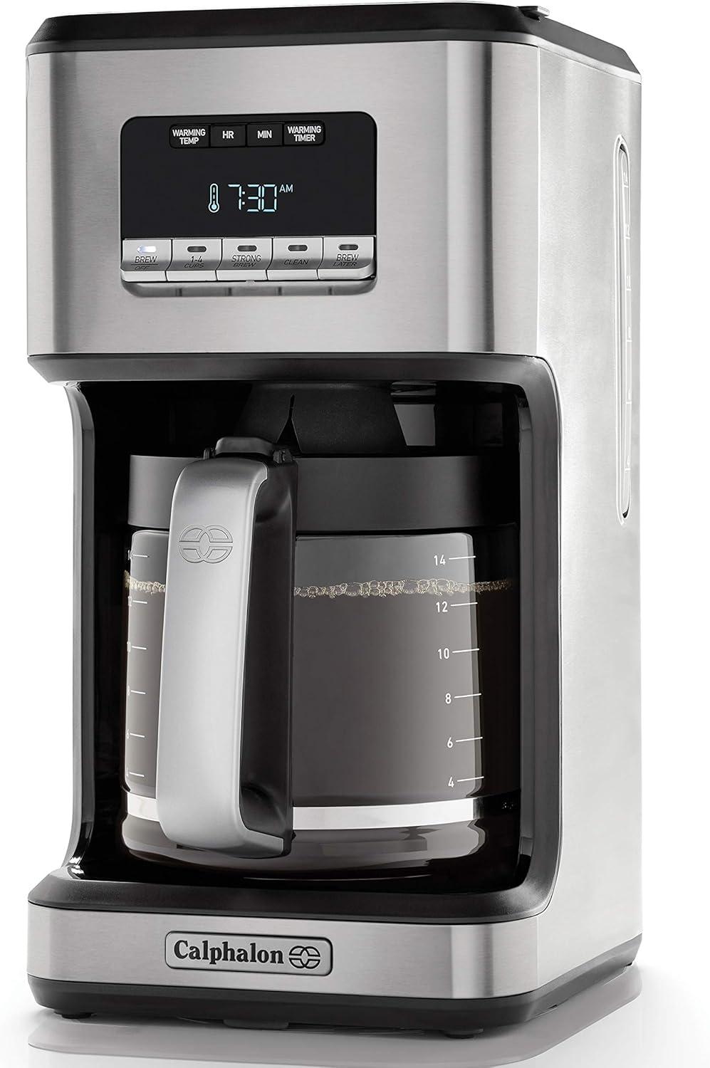 Calphalon Stainless Steel 14-Cup Programmable Coffee Maker with Glass Carafe