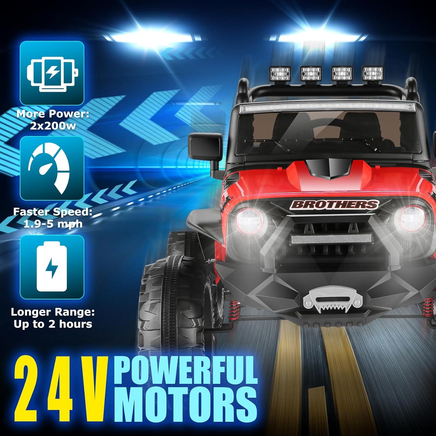 Red 24V 2-Seater Electric SUV with Remote Control