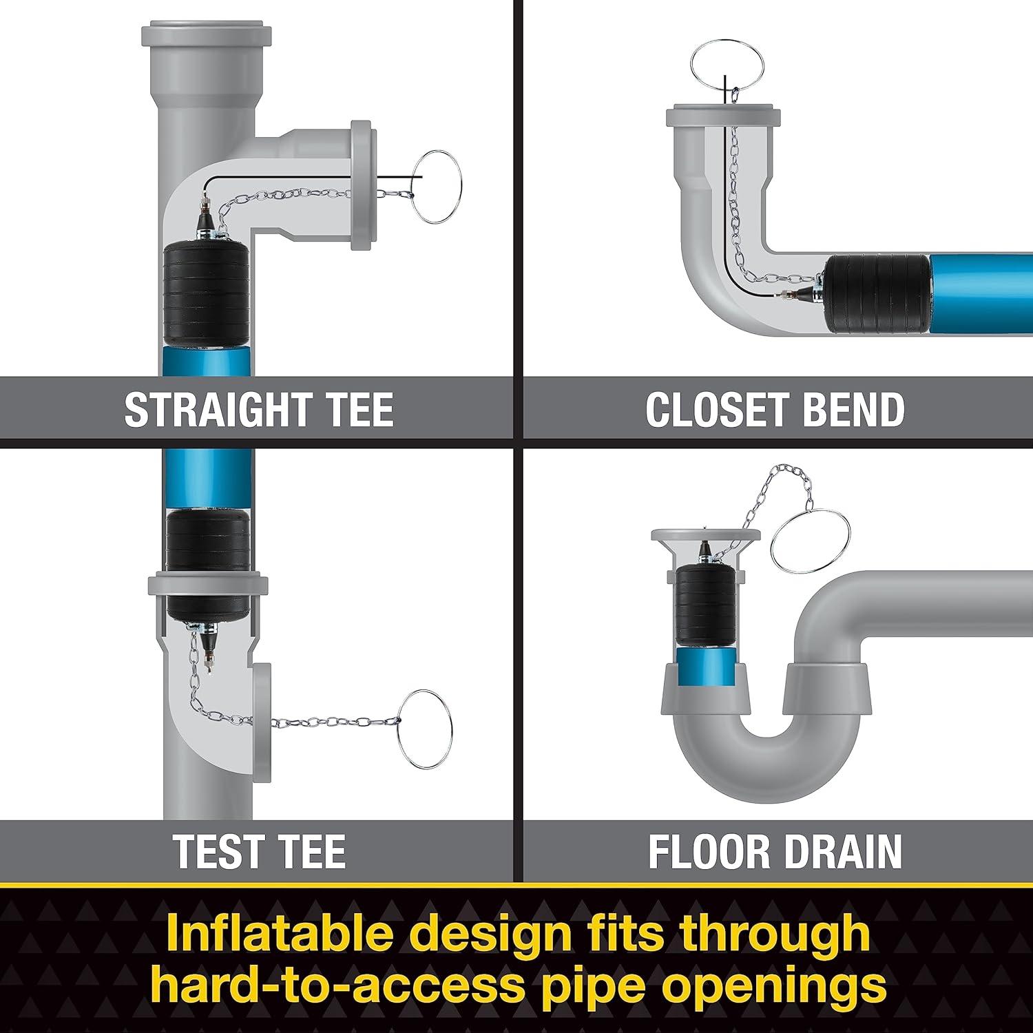 Black Rubber Inflatable Test Ball Plug with Zinc-Plated Chain