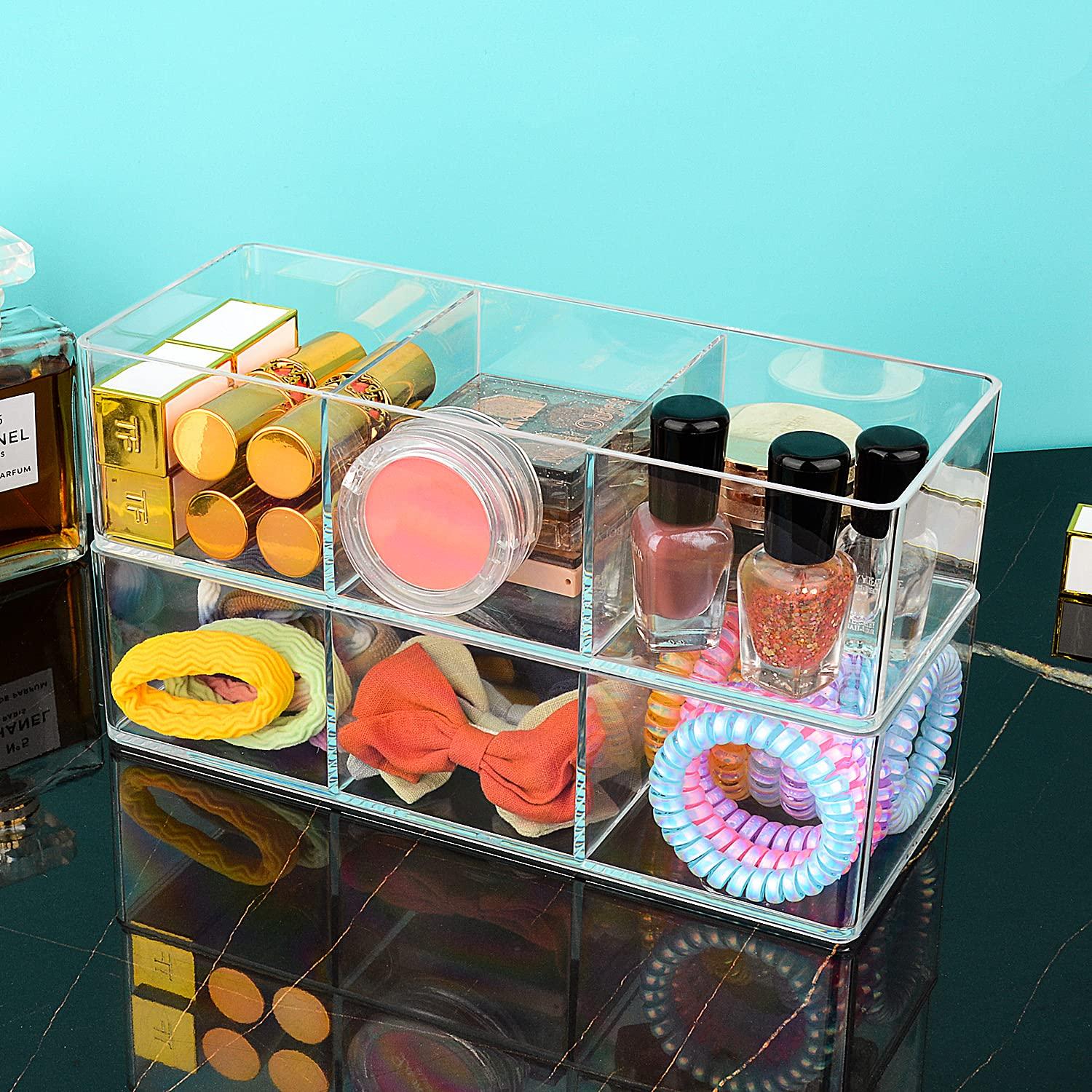 JessLab Acrylic Makeup Organizer with 3 Compartments, Transparent