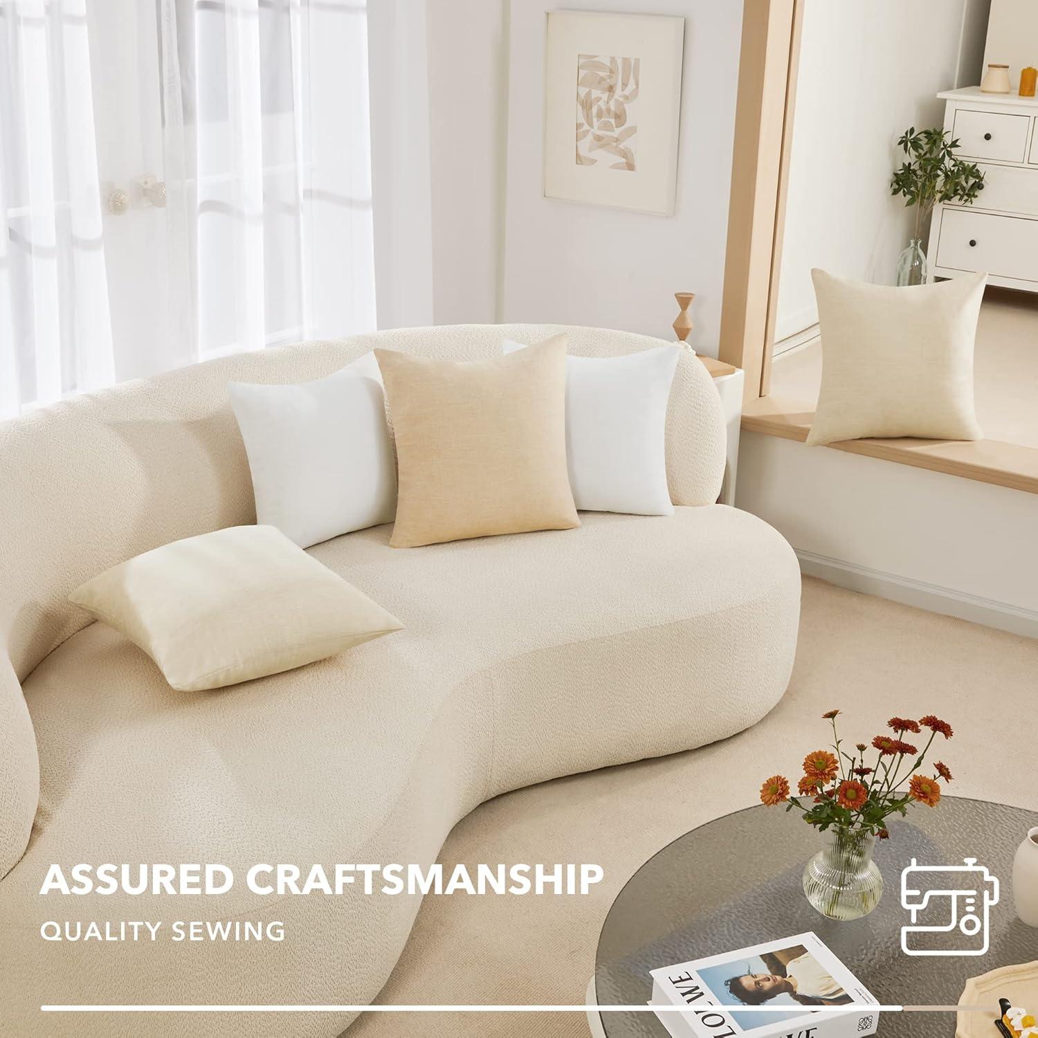 Deconovo Decorative Throw Pillow Covers - Set of 4 Soft Linen Cushion Covers, 20x20 Inch, Green & Machine Washable Pillowcases for Sofa, Bedroom, Living Room Décor, Beige