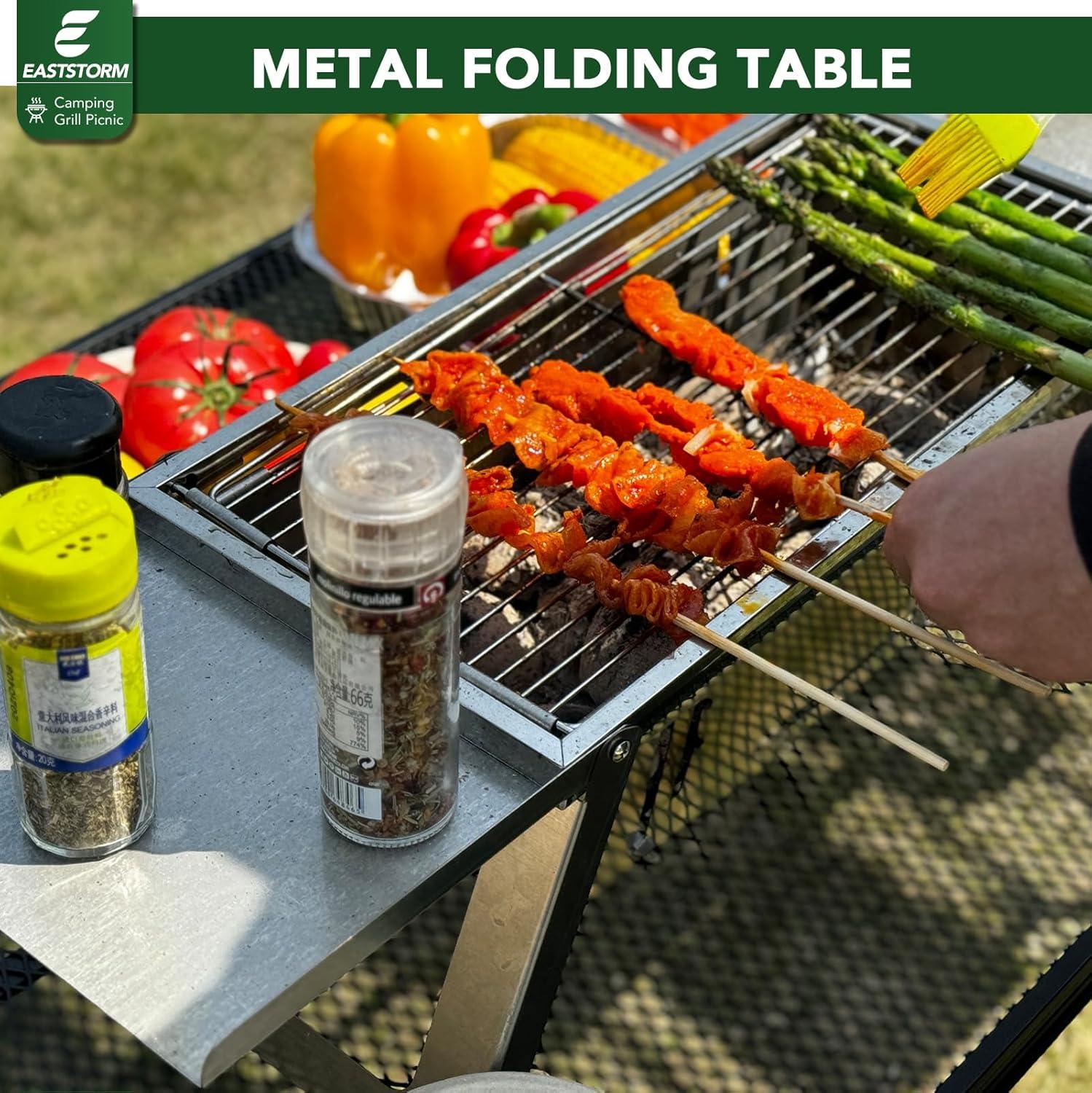 Compact Black Aluminum Folding Picnic Table with Mesh Design