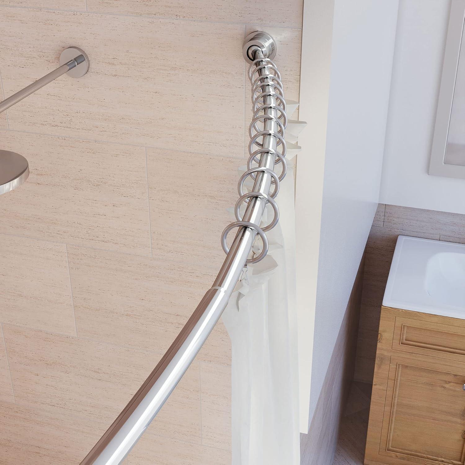 Hotel Comfort 42"- 72" Expandable Curved Shower Curtain Rod | Stainless Steel Shower Rod