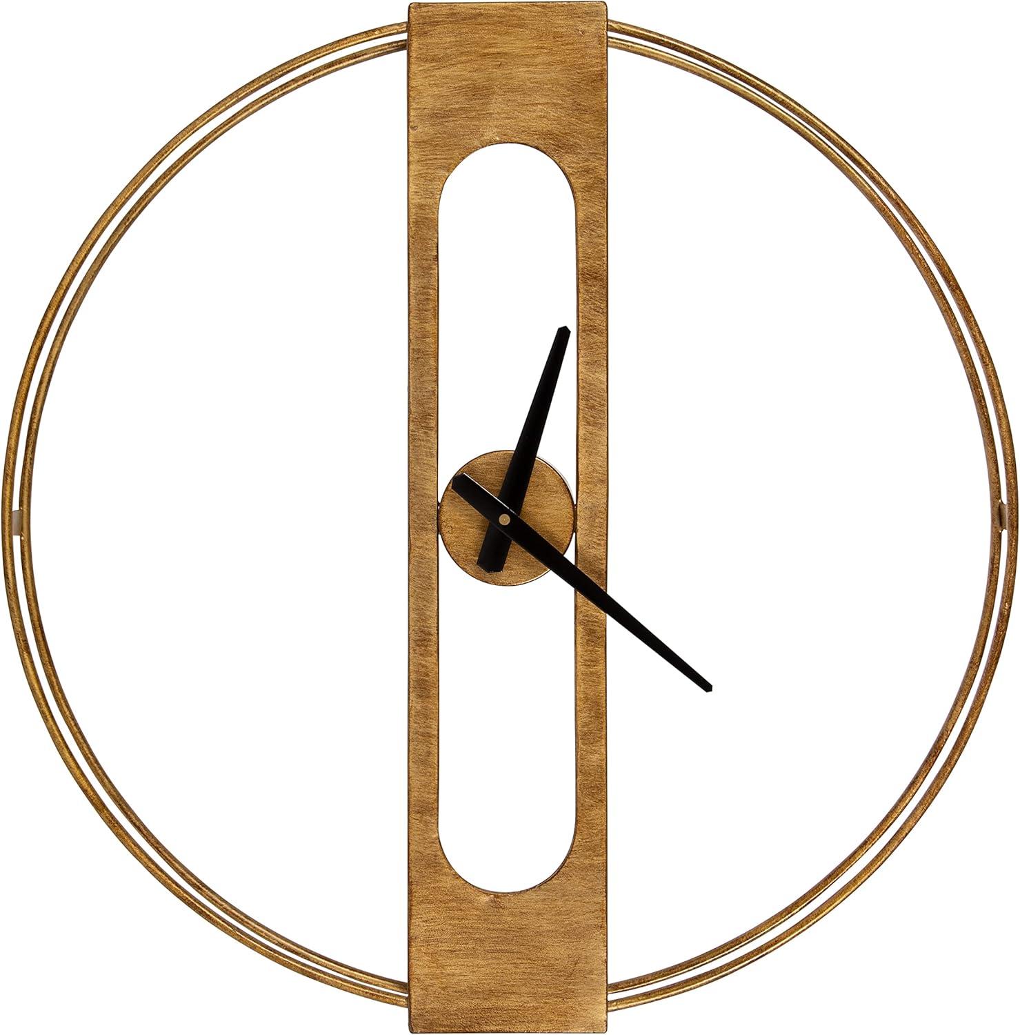 22" Gold Metal Numberless Wall Clock with Black Hands