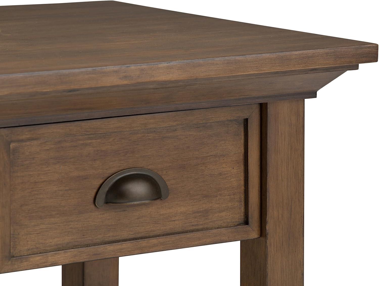 Simpli Home Redmond Wood 19" Square Transitional End Side Table in Rustic Natural Brown