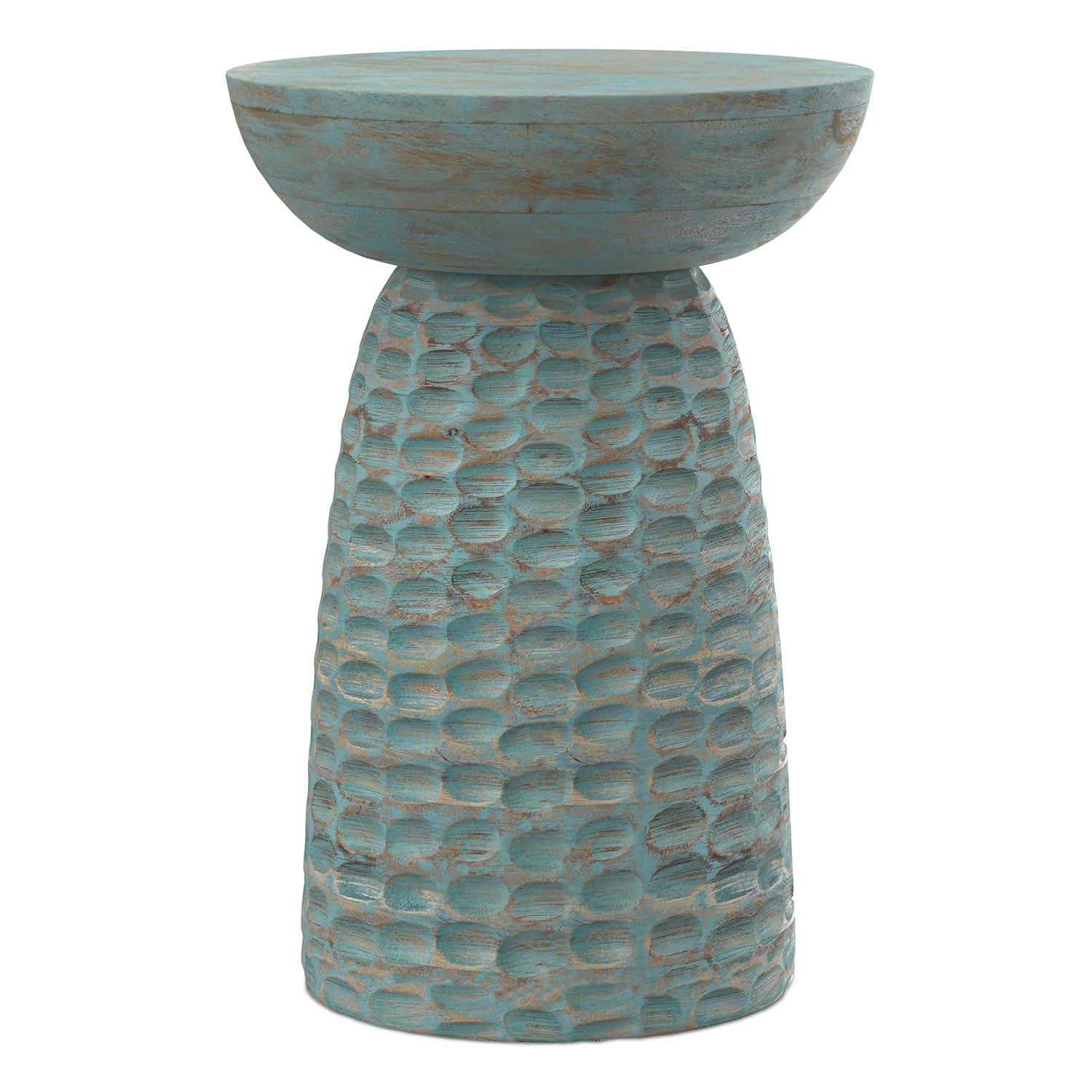 Simpli Home Boyd Solid Mango Wood Pedestal Accent End Table