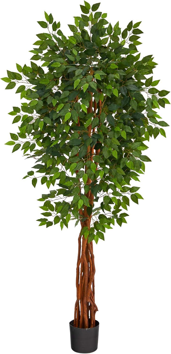 Nearly Natural 6.5-ft Super Deluxe Ficus Artificial Tree with Natural Trunk