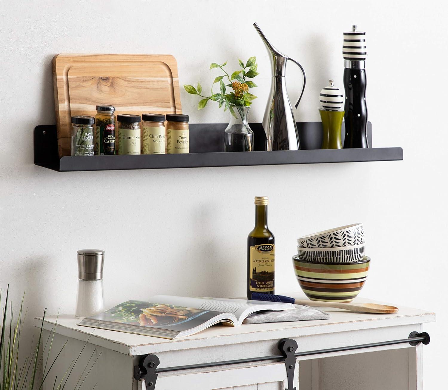 Kate & Laurel All Things Decor 36" Mezzo Modern Metal Ledge Shelf Black: Wall Mounted, No Assembly Required