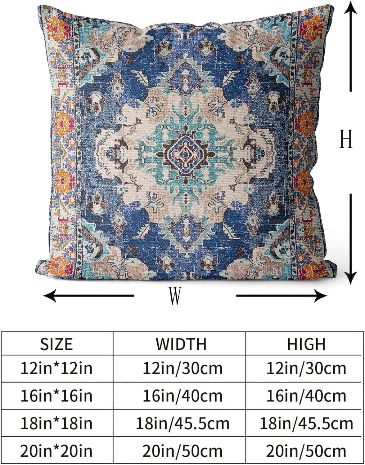 Boho Green Throw Pillow Covers 18x18 inch Set of 2,Bohemian Carpet Double Sided Pattern Soft Plush Cushion Cover for Couch Sofa Bed Decorative,Only Pillowcase (No Insert)