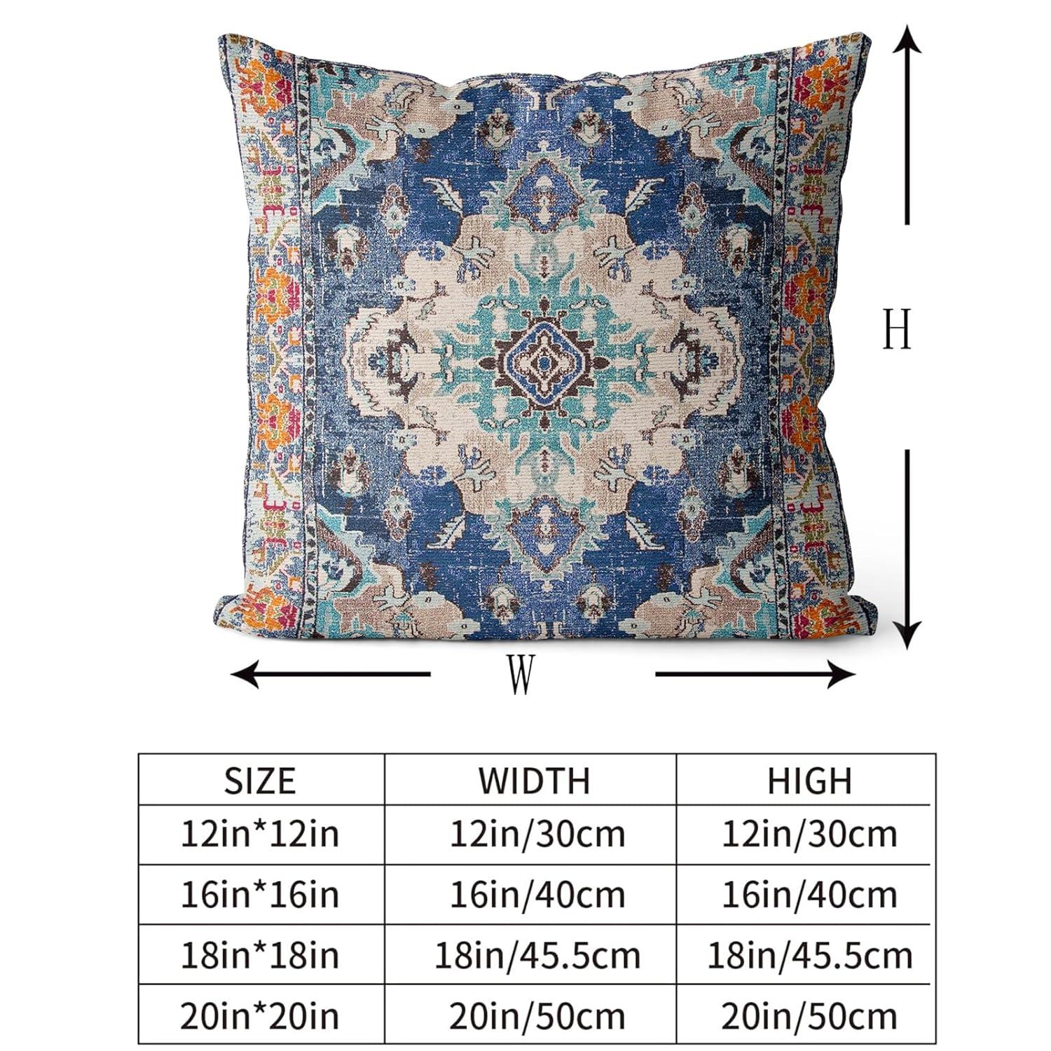 Boho Green Throw Pillow Covers 18x18 inch Set of 2,Bohemian Carpet Double Sided Pattern Soft Plush Cushion Cover for Couch Sofa Bed Decorative,Only Pillowcase (No Insert)