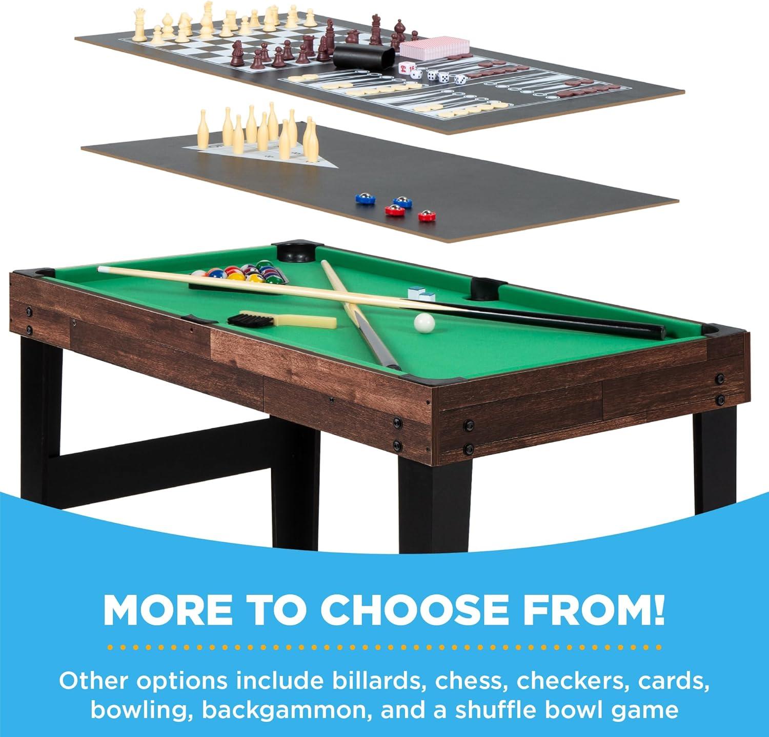 Best Choice Products 2x4ft 10-in-1 Combo Game Table Set w/ Hockey, Foosball, Pool, Shuffleboard, Ping Pong - Walnut