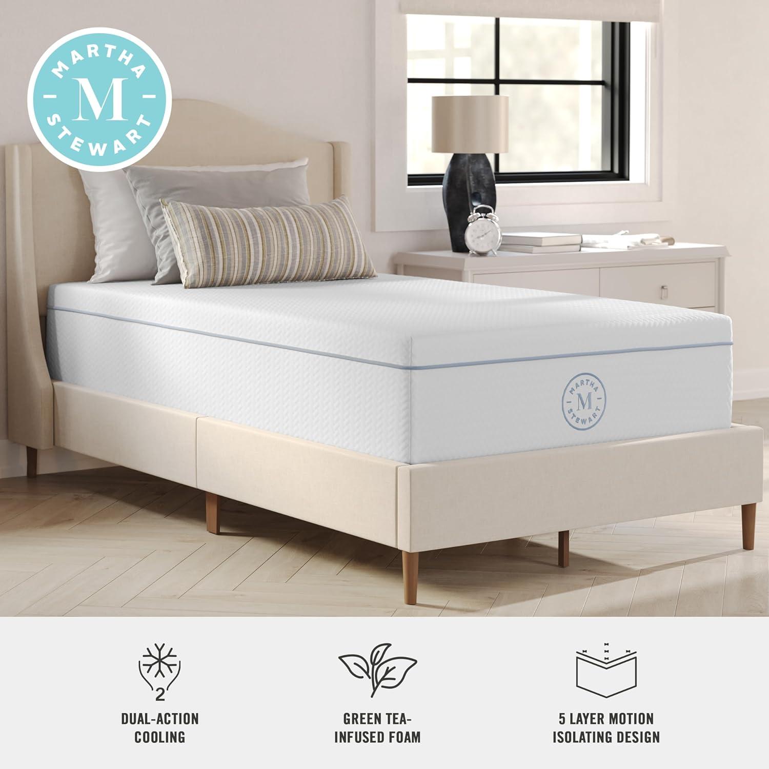 Martha Stewart SleepComplete Medium Support Dual-Action Green Tea Cooling Memory Foam Mattress