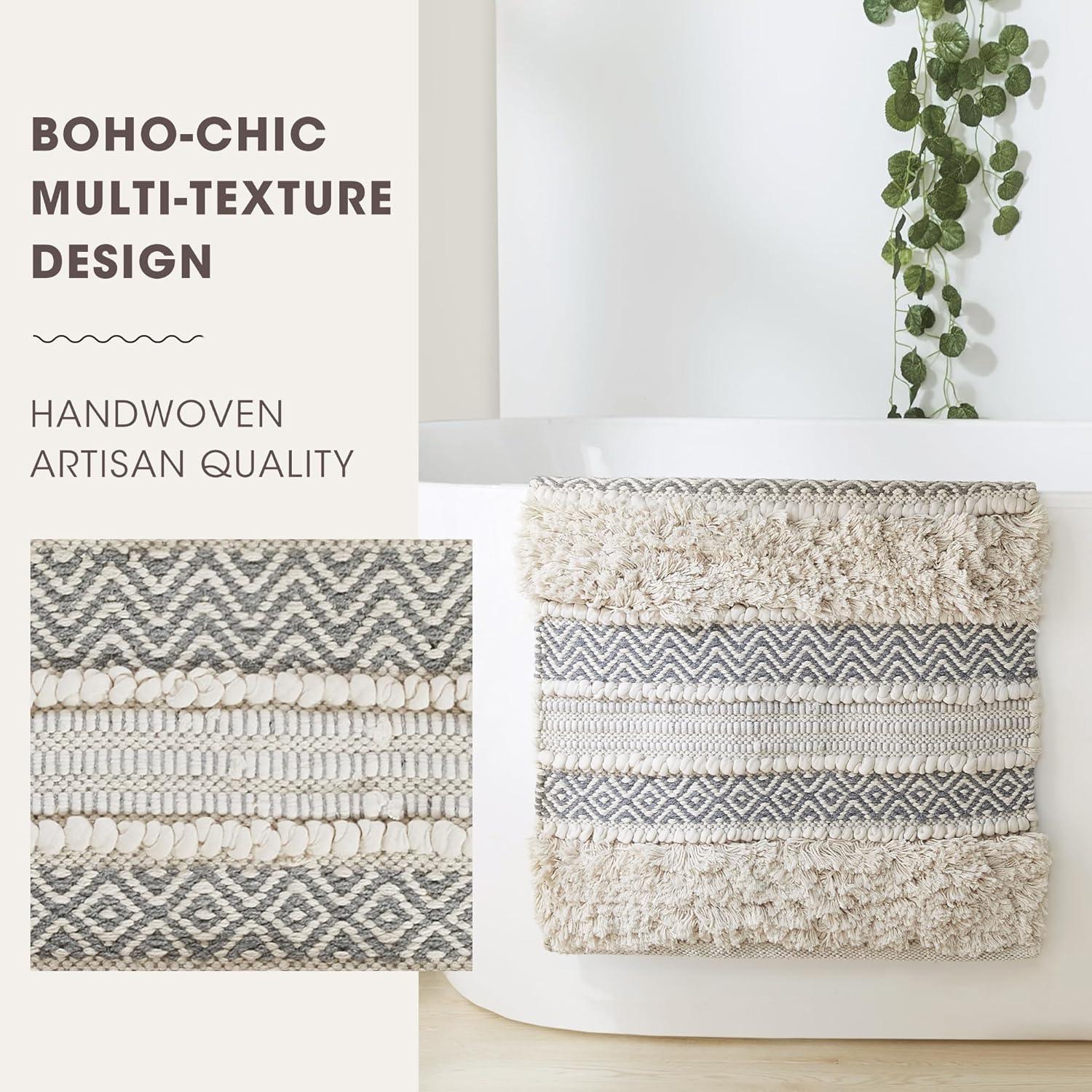 INK+IVY Asher Cotton Blend Bath Rug with Non-Slip Backing