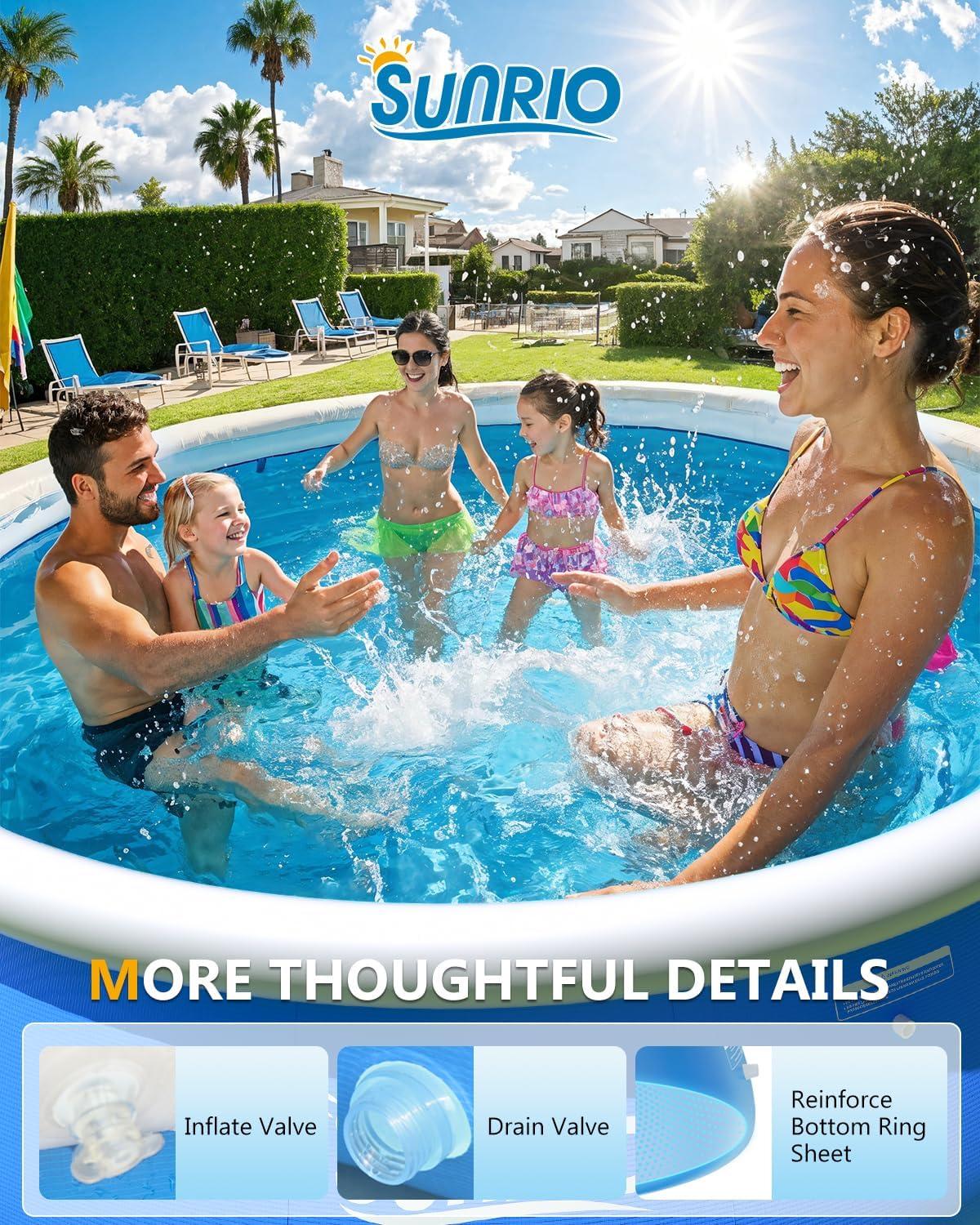 12'*30" Round Inflatable Top Ring Above Ground Swimming Pool Fast Easy to Set Up with 530GPH Filter Pump, Pool Cover and Ground Cover for Summer Outdoor Garden Backyard Childen Adults