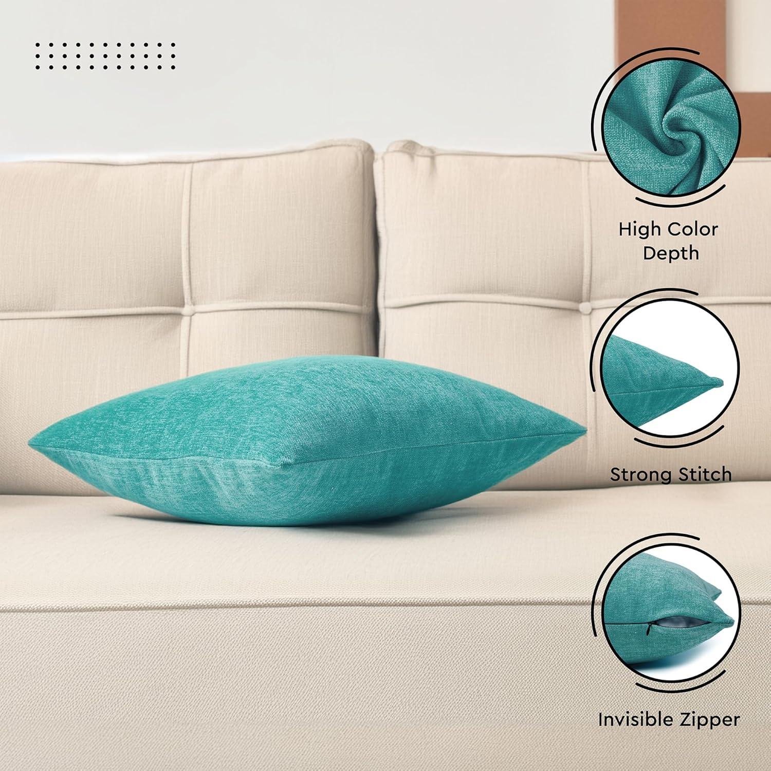 Teal Chenille 18x18 Euro Pillow Covers, Pack of 2