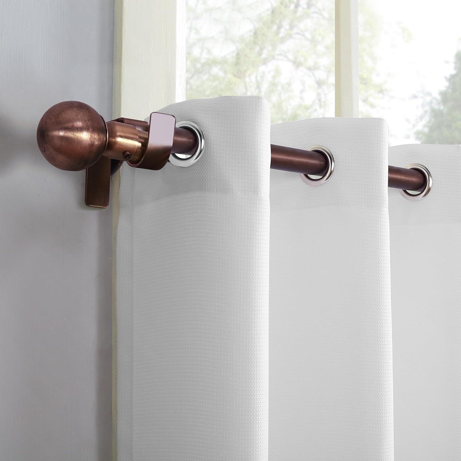 No. 918 Nathan Casual Textured Semi-Sheer Grommet Kitchen Curtains, 56"x24", White