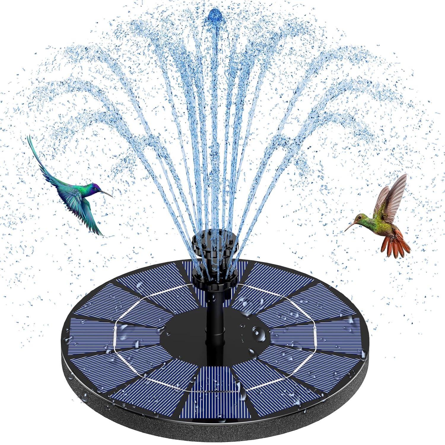 AISITIN 3.5W Solar Bird Bath Fountain Built-in 1500mAh Battery, Solar Water Fountain with 6 Nozzles, Solar Floating Fountain Pump for Bird Bath, Fish Tank, Pond, Pool, Garden and Outdoor