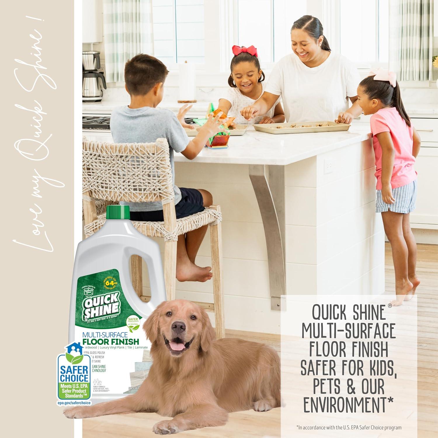 Quick Shine Multi-Surface Floor Finish & Polish, PFAS-Free Formula, 64 fl oz