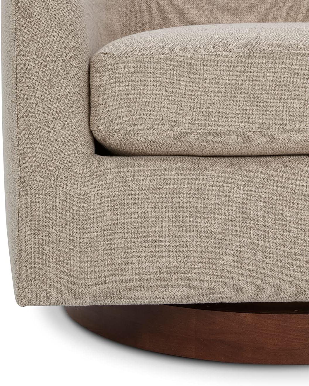 CHITA Swivel Accent Chair Fabric, Round Barrel Arm Chair Living Room, Flax Beige