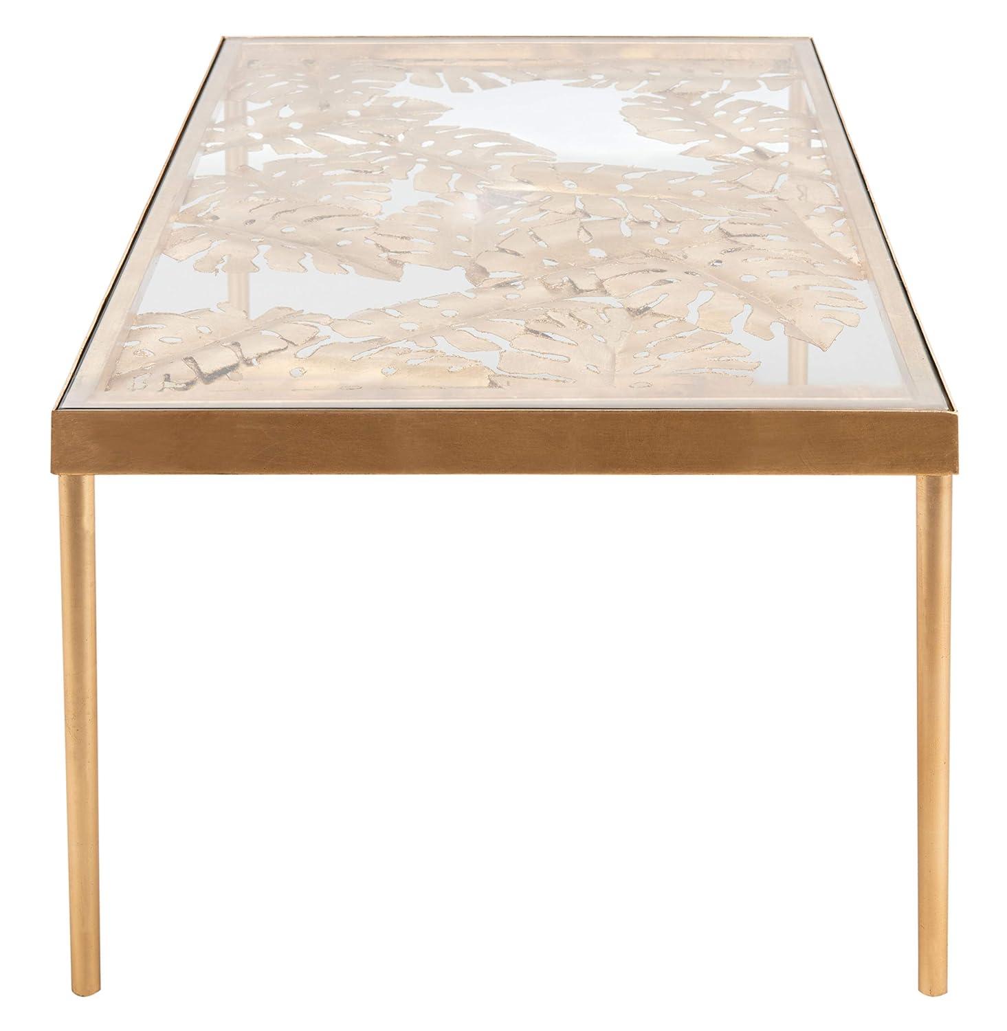 Leilani Palm Leaf Coffee Table - Gold Leaf/Glass - Safavieh
