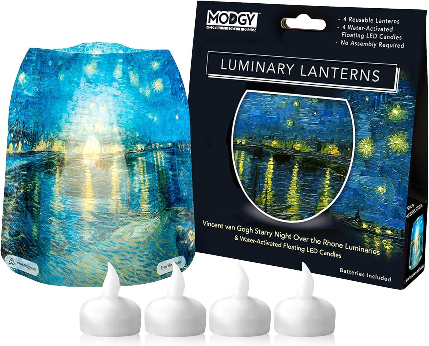 Starry Night Blue Flameless Floating LED Lanterns Set