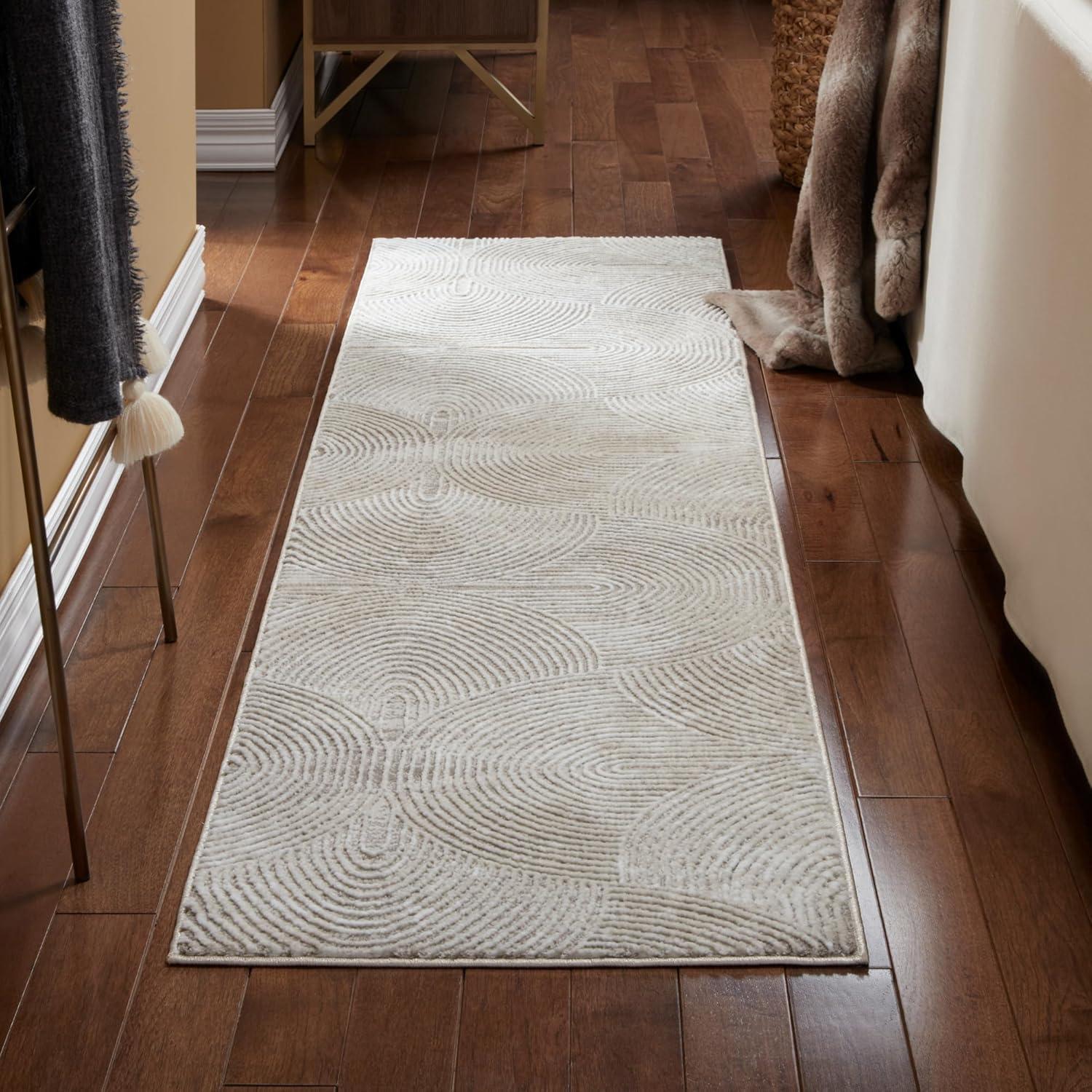 TOWN & COUNTRY Luxe Maya Soft Arches Neutral Indoor Area Rug with High-Low Texture, Ivory/Greige